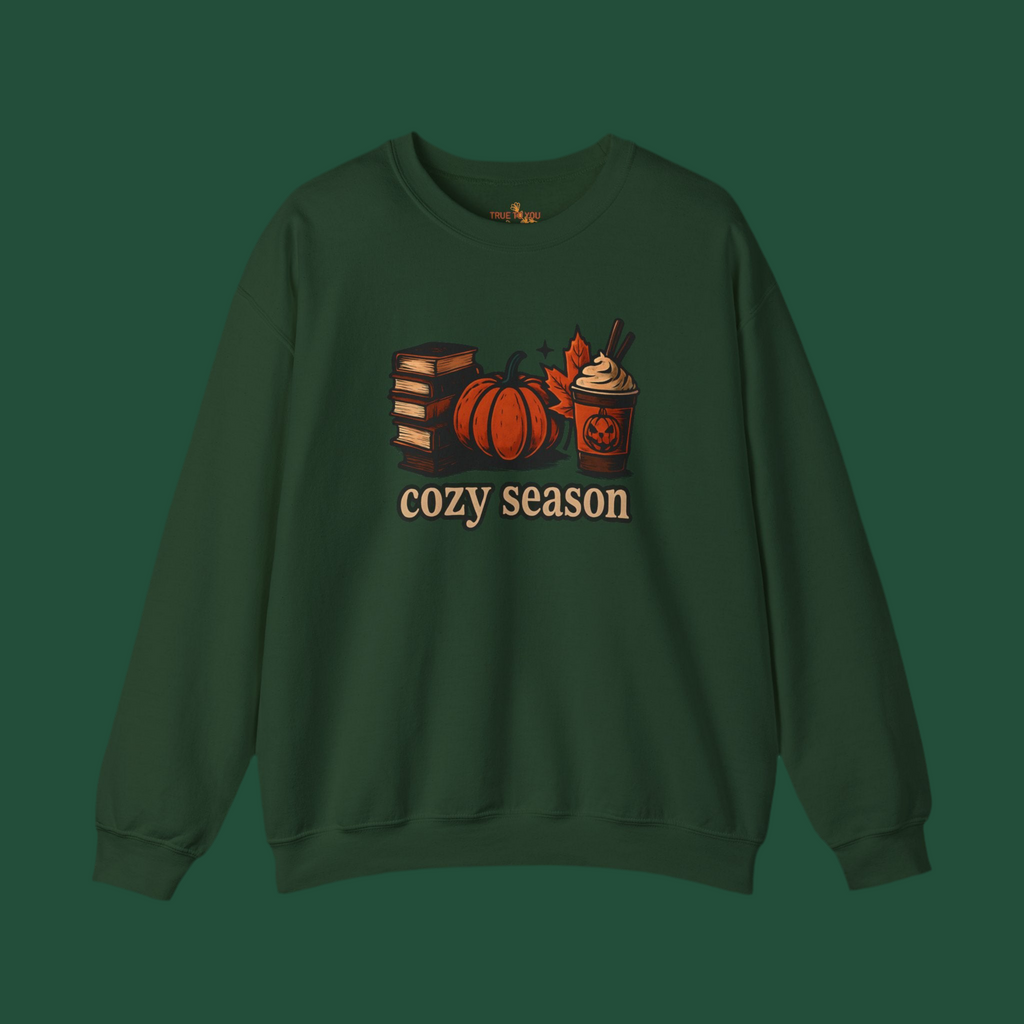 Spooky Cozy Season Crewneck Sweatshirt, Forest Green