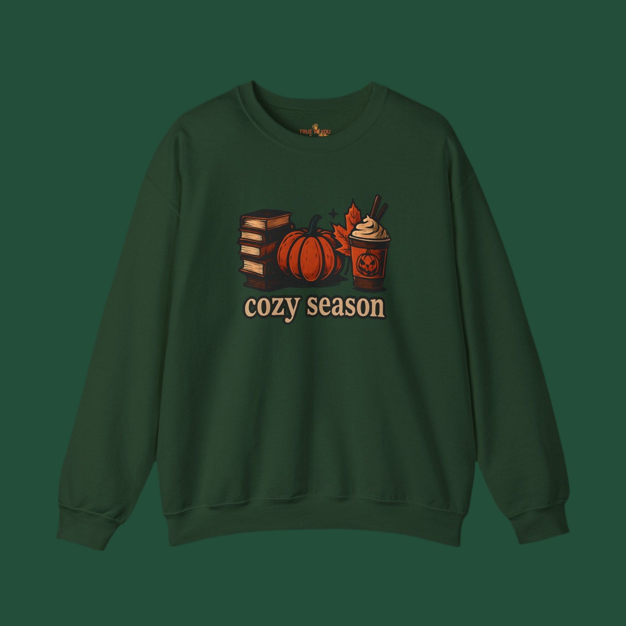 Spooky Cozy Season Crewneck Sweatshirt, Forest Green