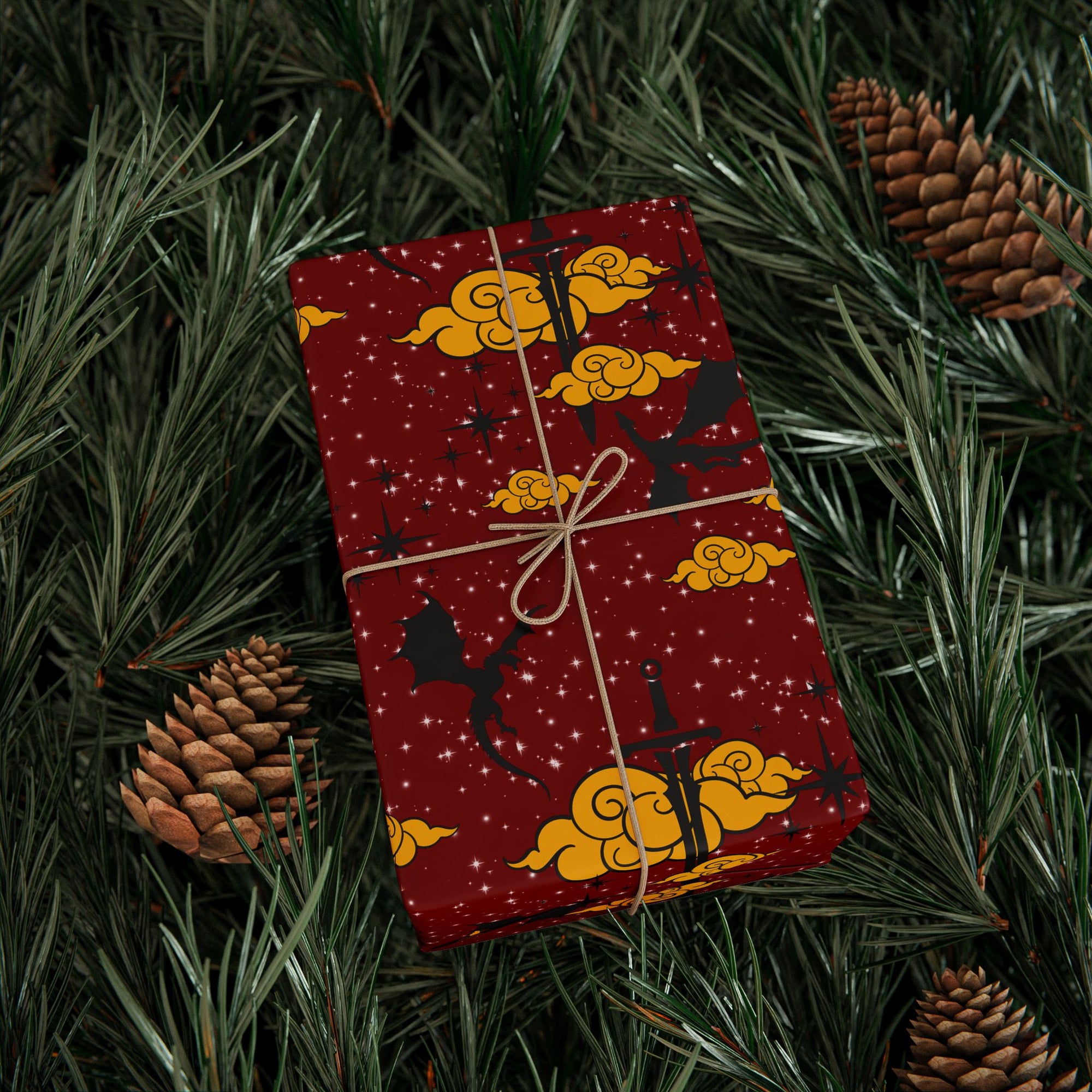 Dragons and Cherry Red Sky Wrapping Paper