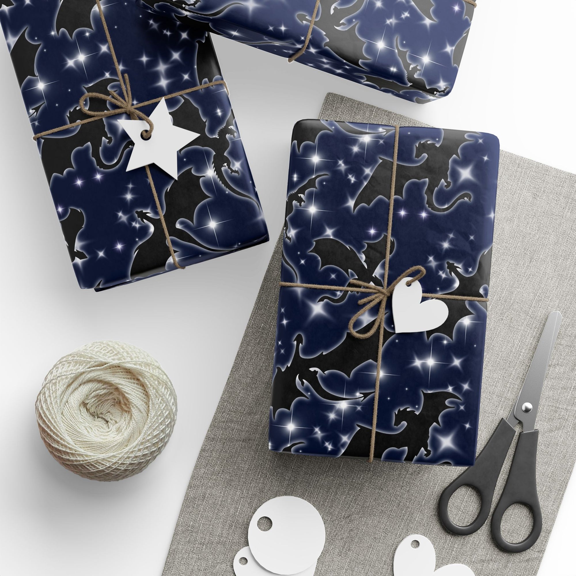 Dragons in Midnight Sky Wrapping Paper