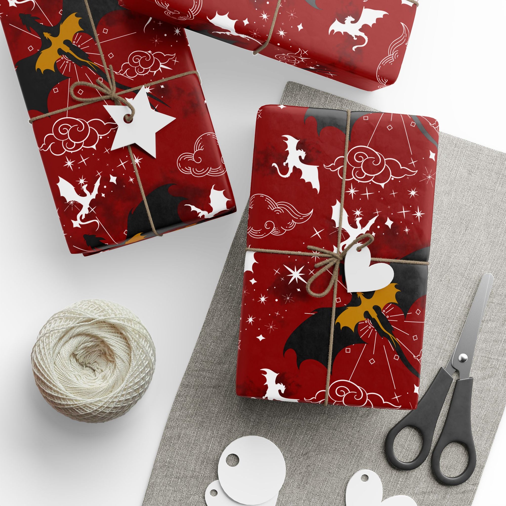 Dragons in Red Sky Wrapping Paper