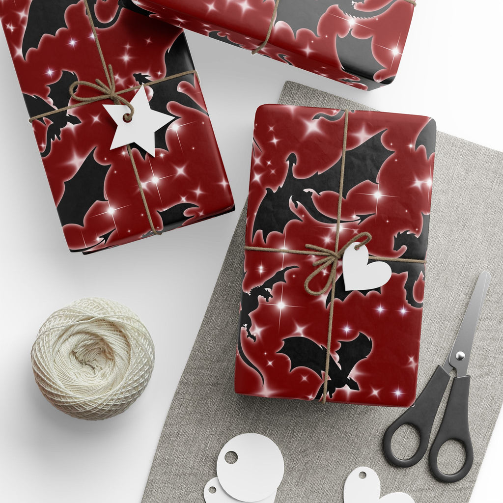 Dragons in Red Starry Wrapping Papers