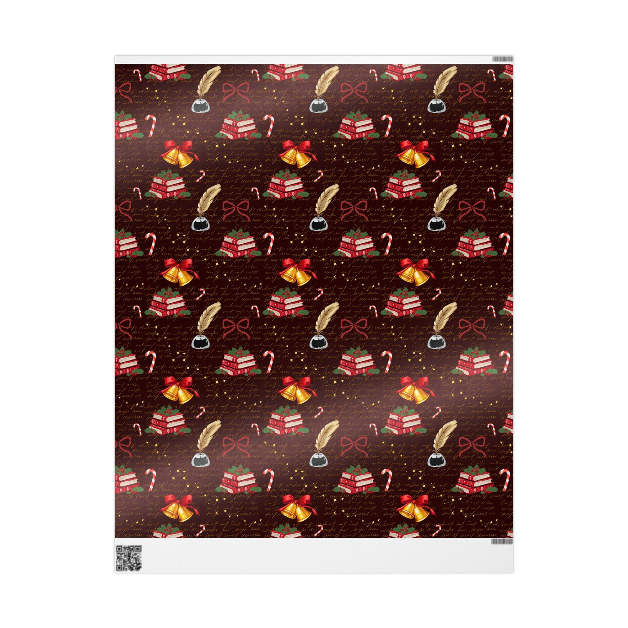Bells and Books Red Wrapping Paper
