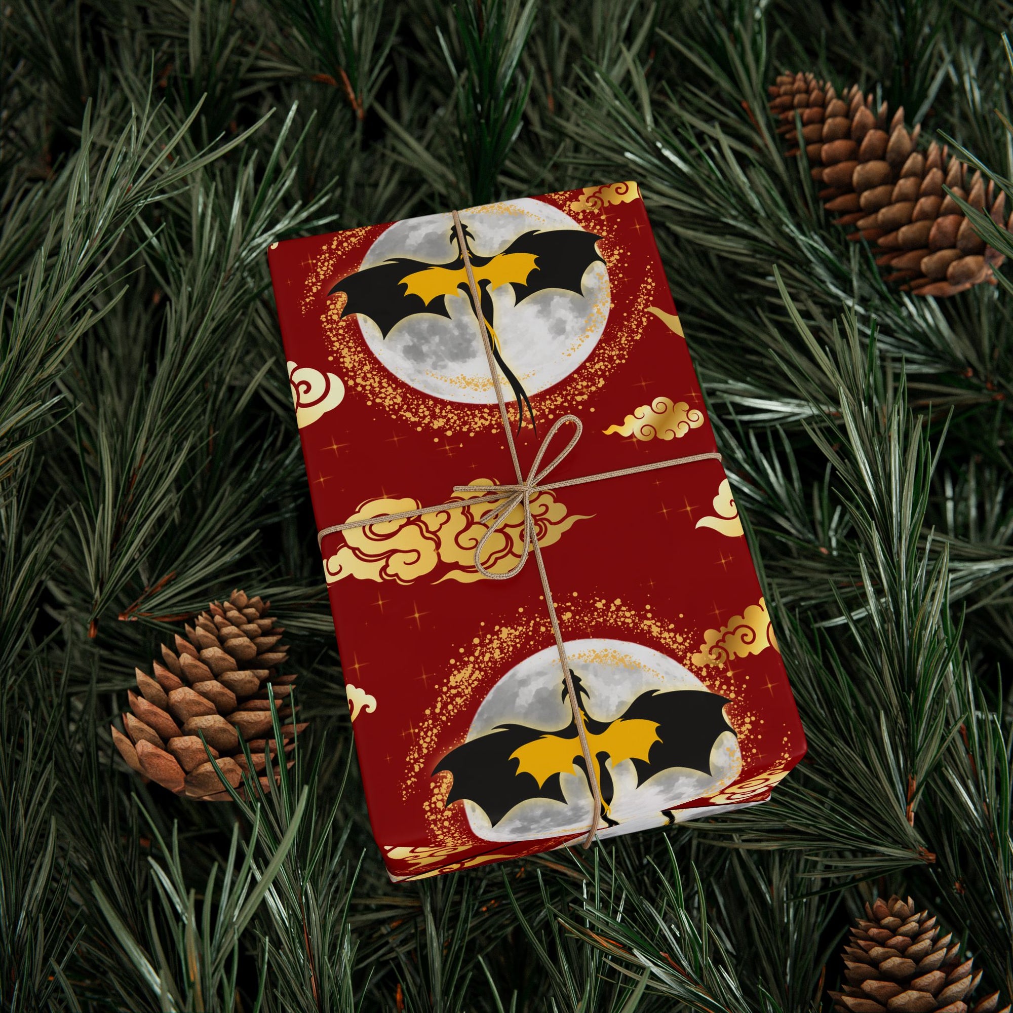 Dragons in Red Sky Wrapping Papers