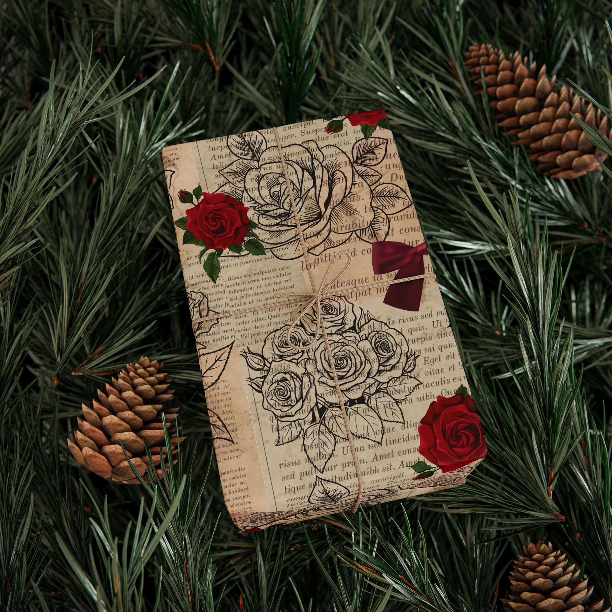 Roses in Pages Wrapping Paper