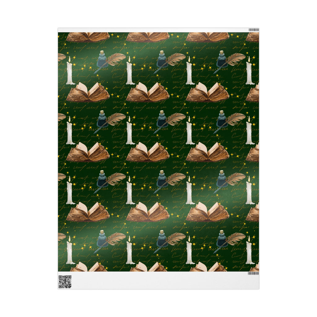 Bookish Candle Green Wrapping Paper