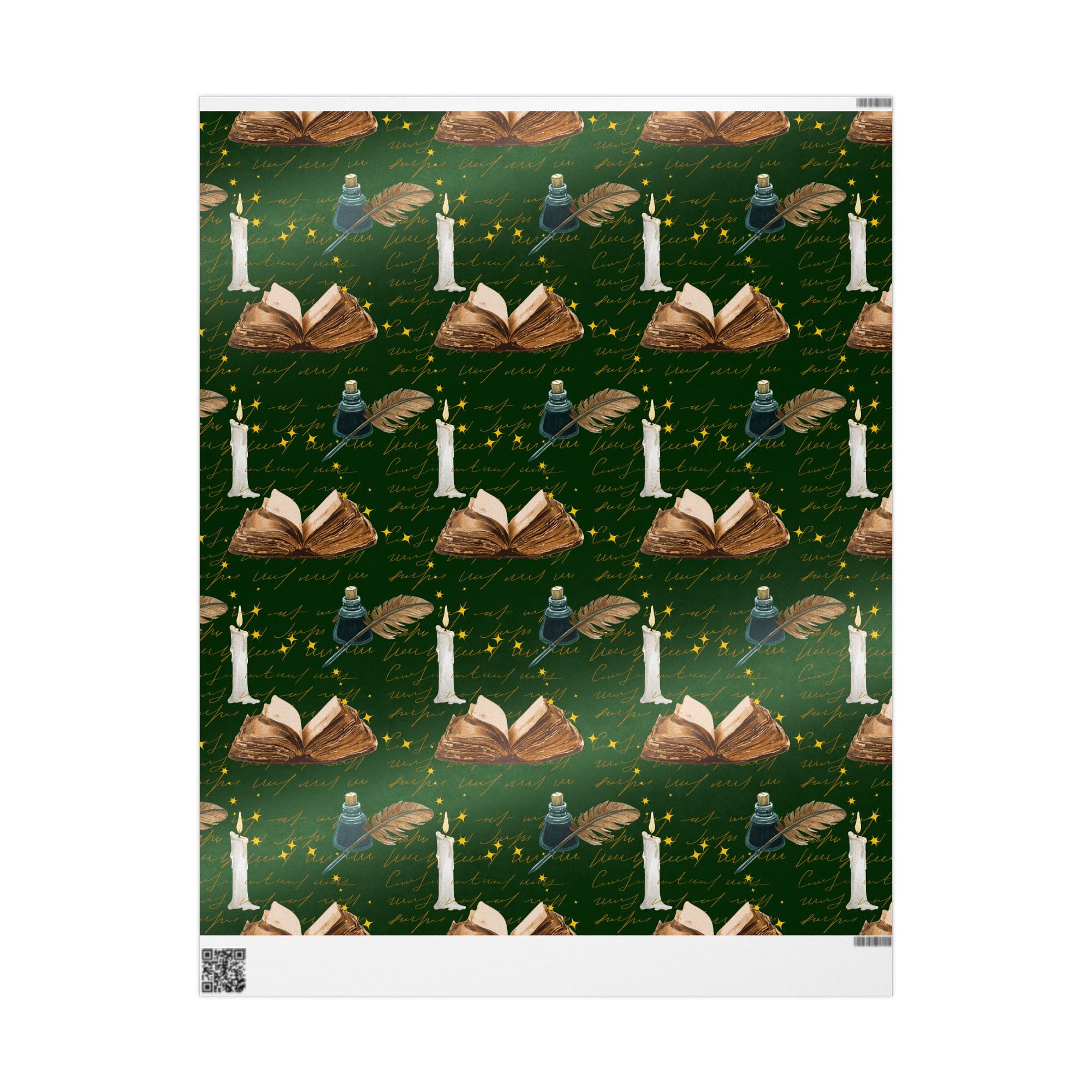 Bookish Candle Green Wrapping Paper
