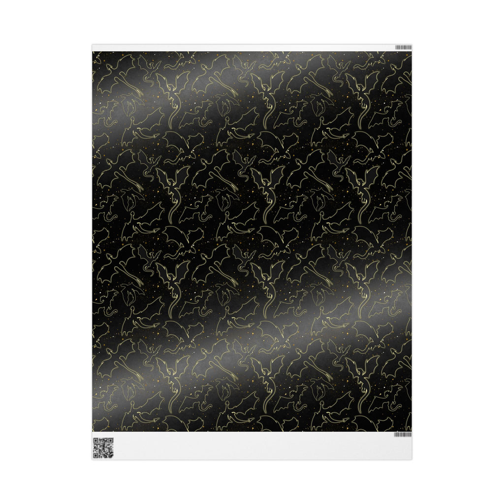 Dragons in Starry Night Sky Black Wrapping Paper