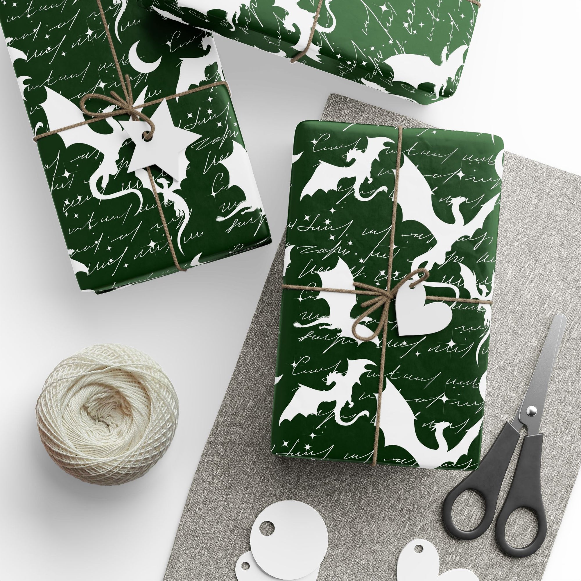 Fictional Dragons Green Wrapping Paper