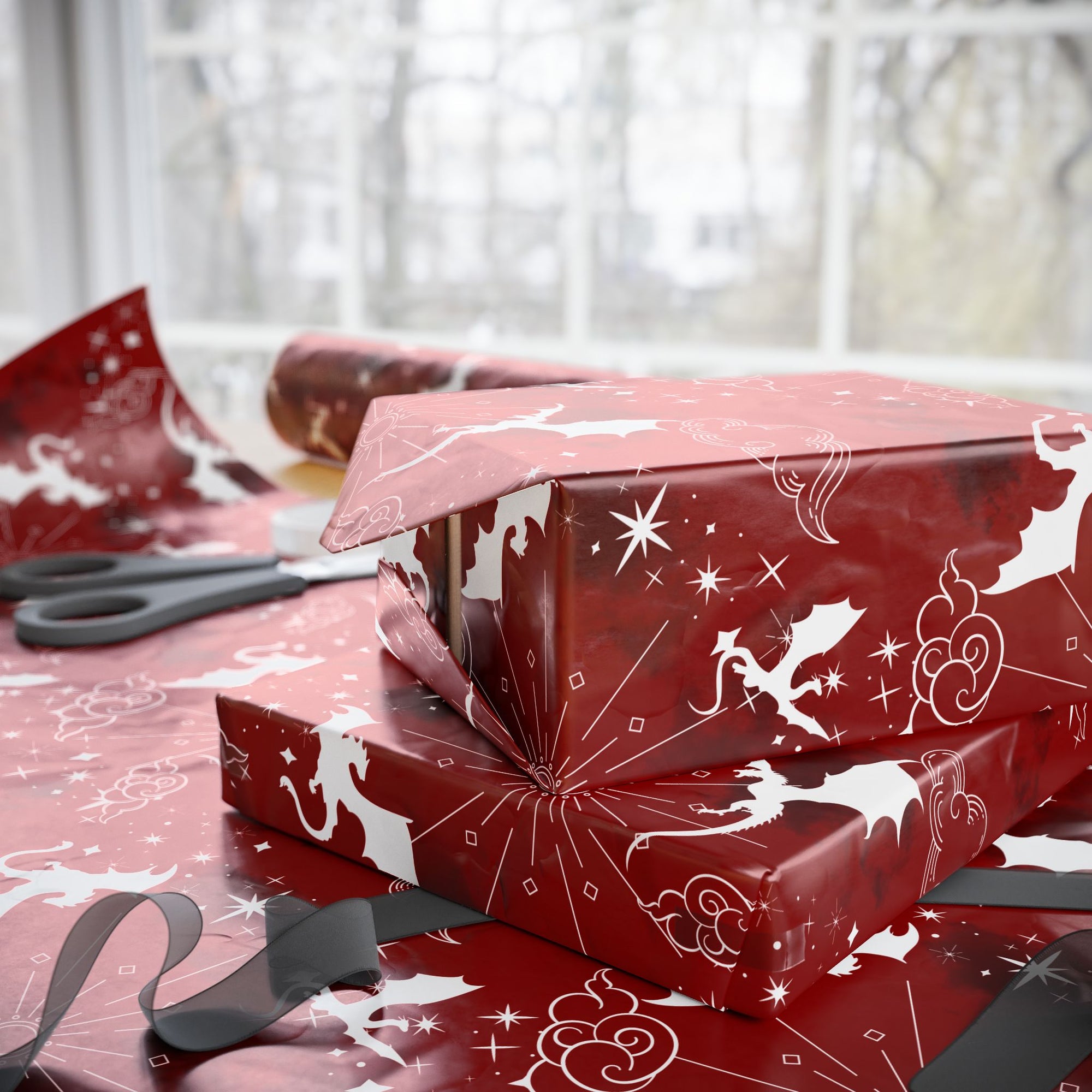 White Dragons in Red Wrapping Paper