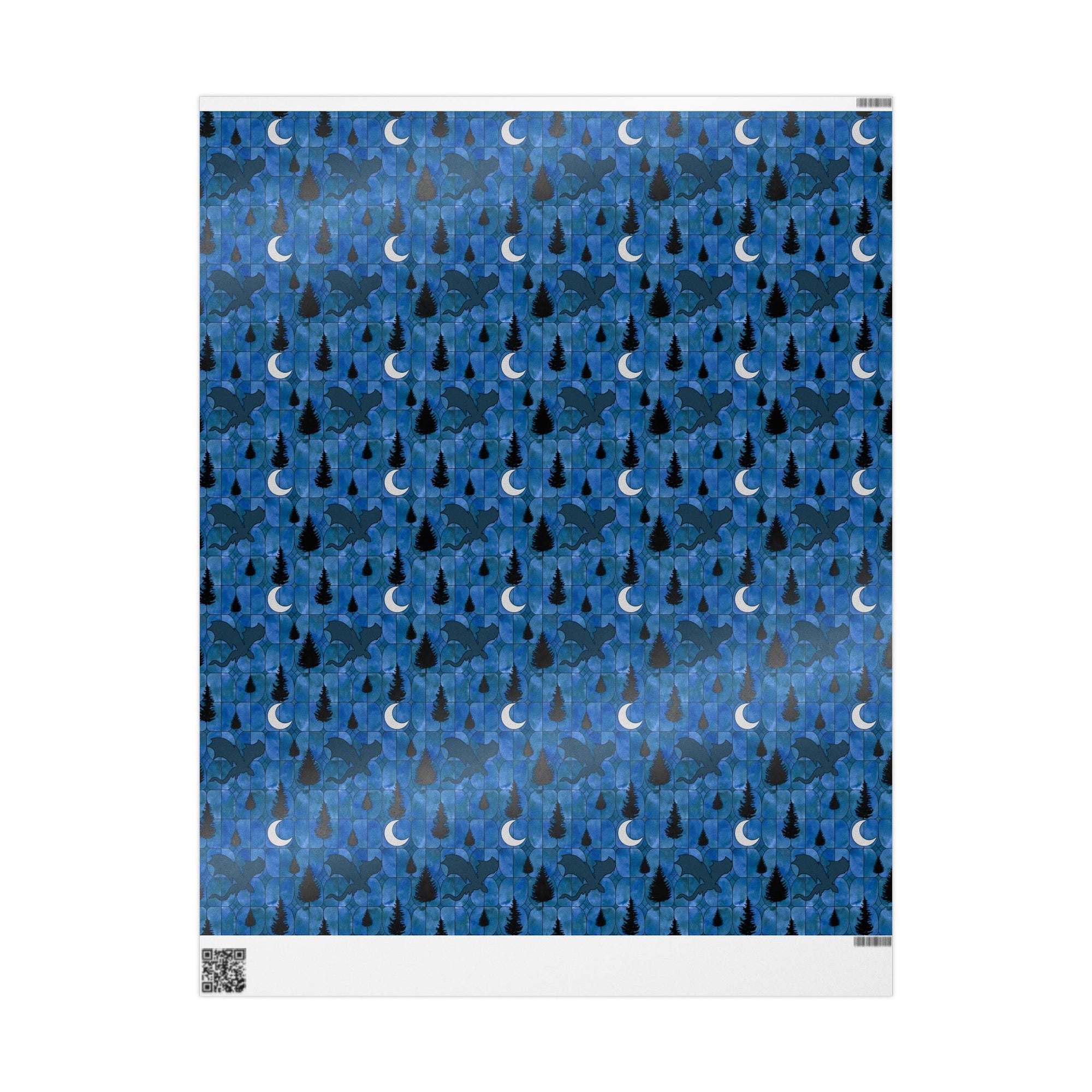 Midnight Dragon Stained Glass Wrapping Paper