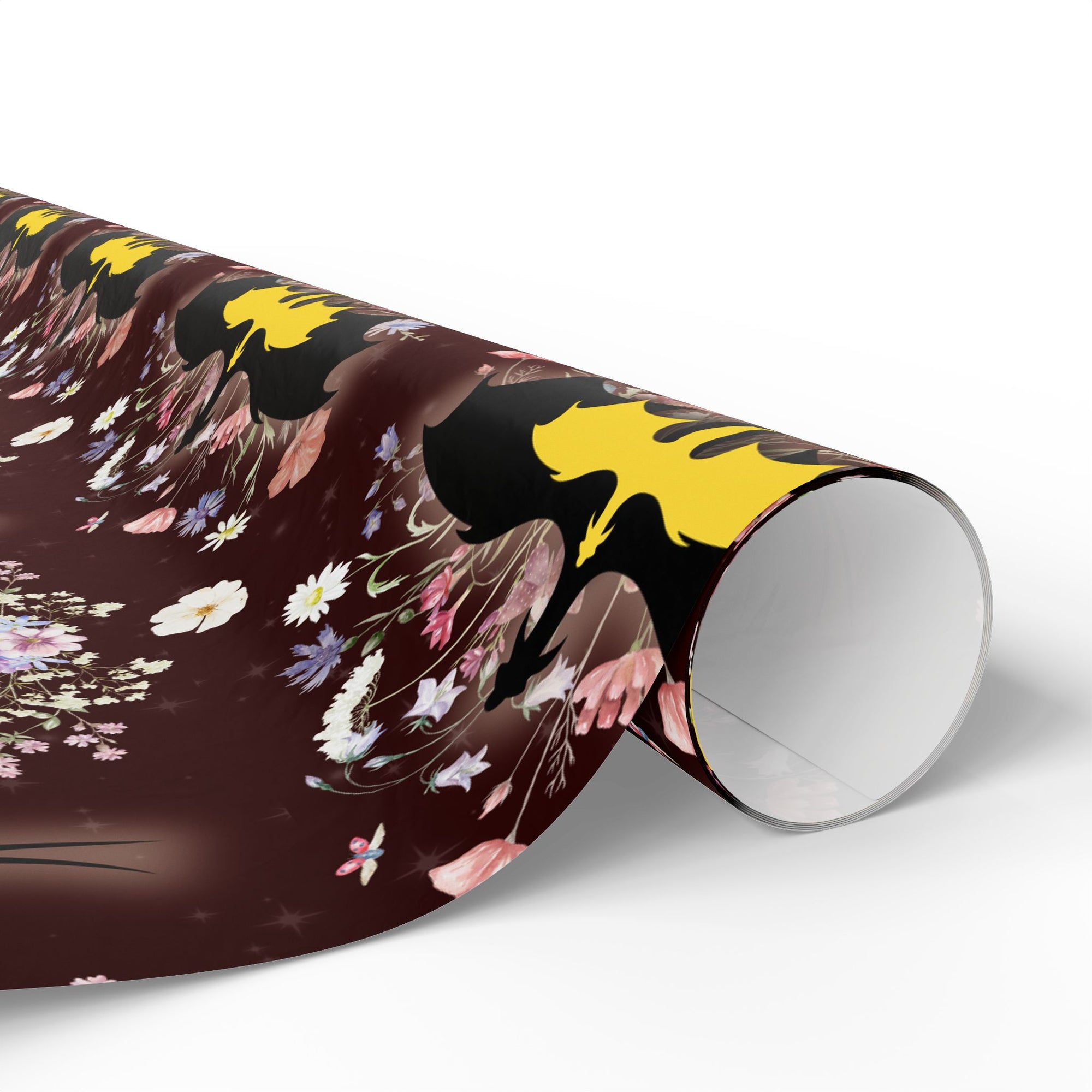 Floral Dragons on Burgundy Wrapping Paper