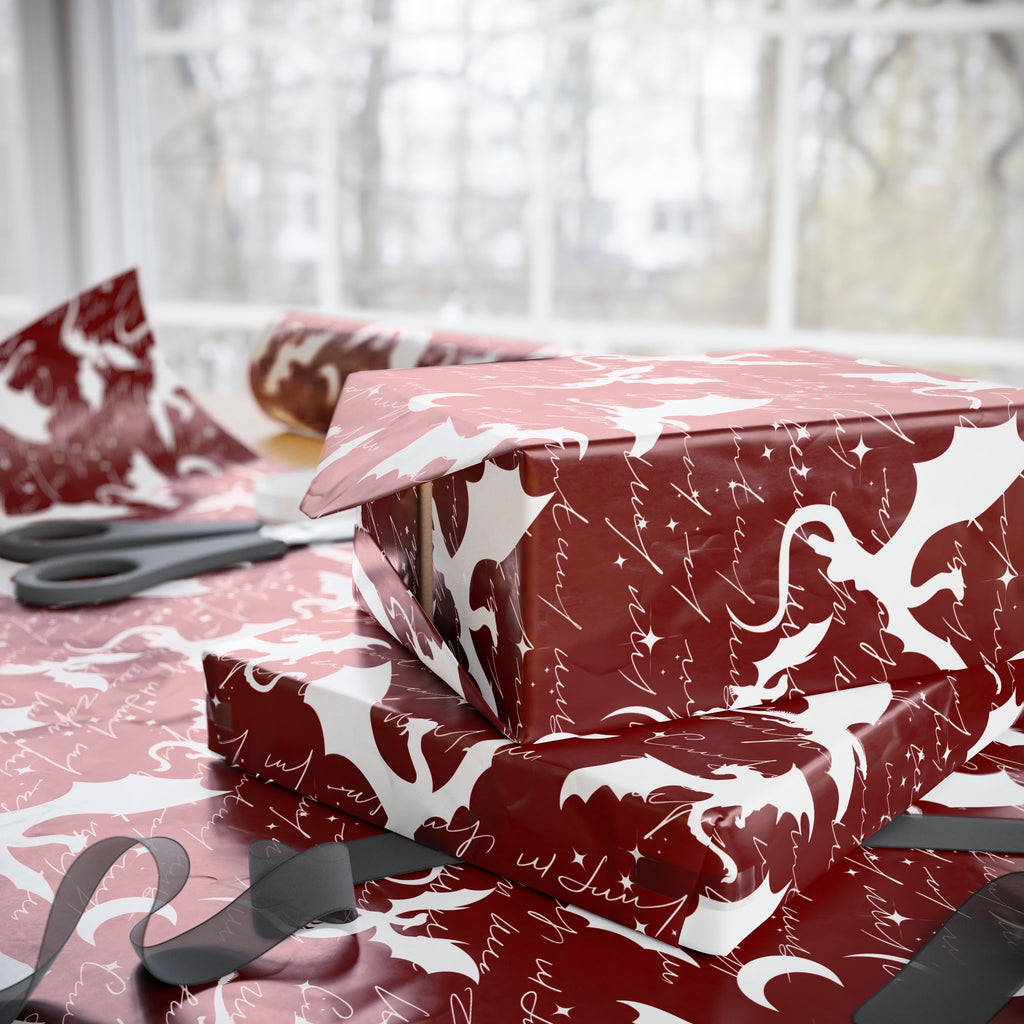 Fictional Dragons Red Wrapping Paper