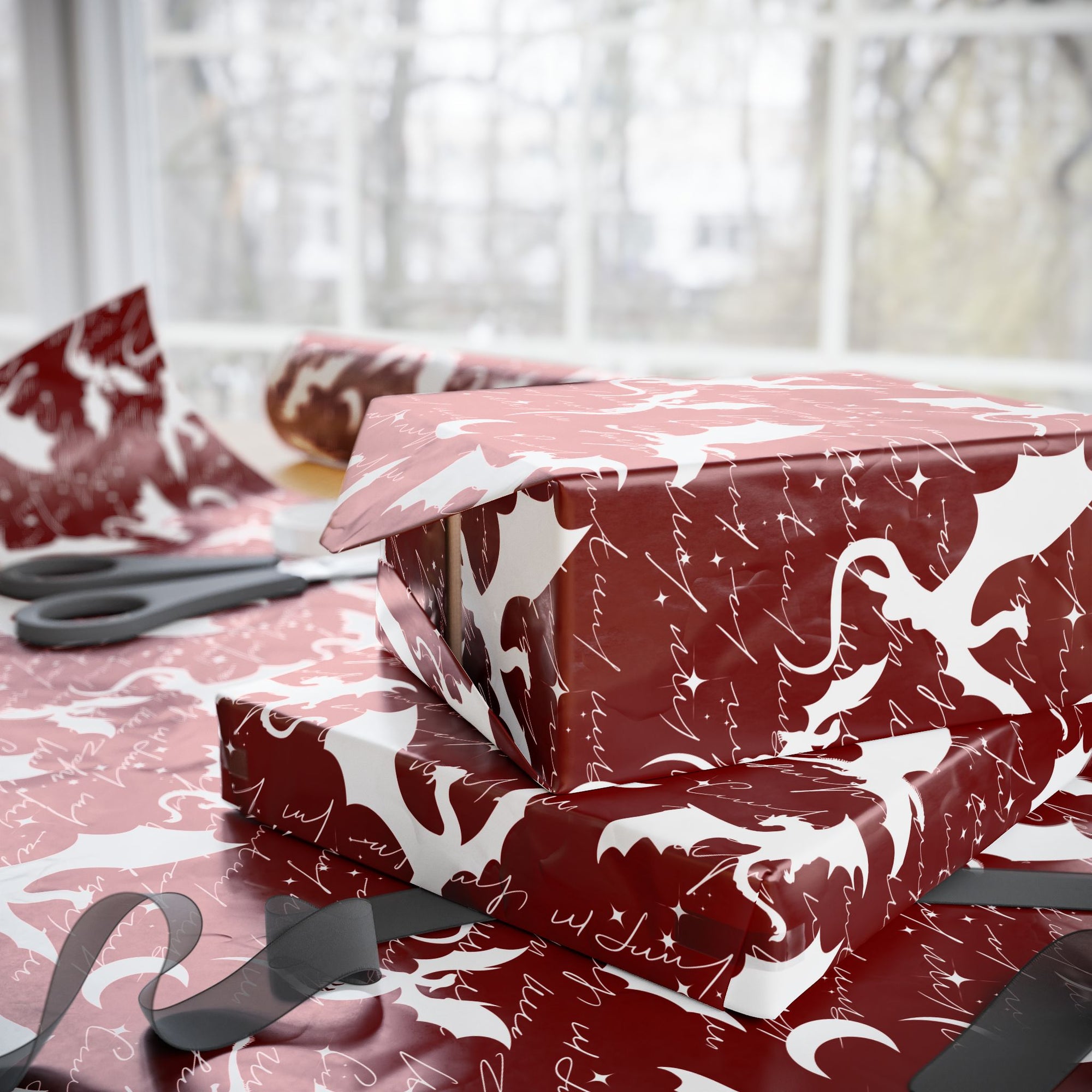 Fictional Dragons Red Wrapping Paper