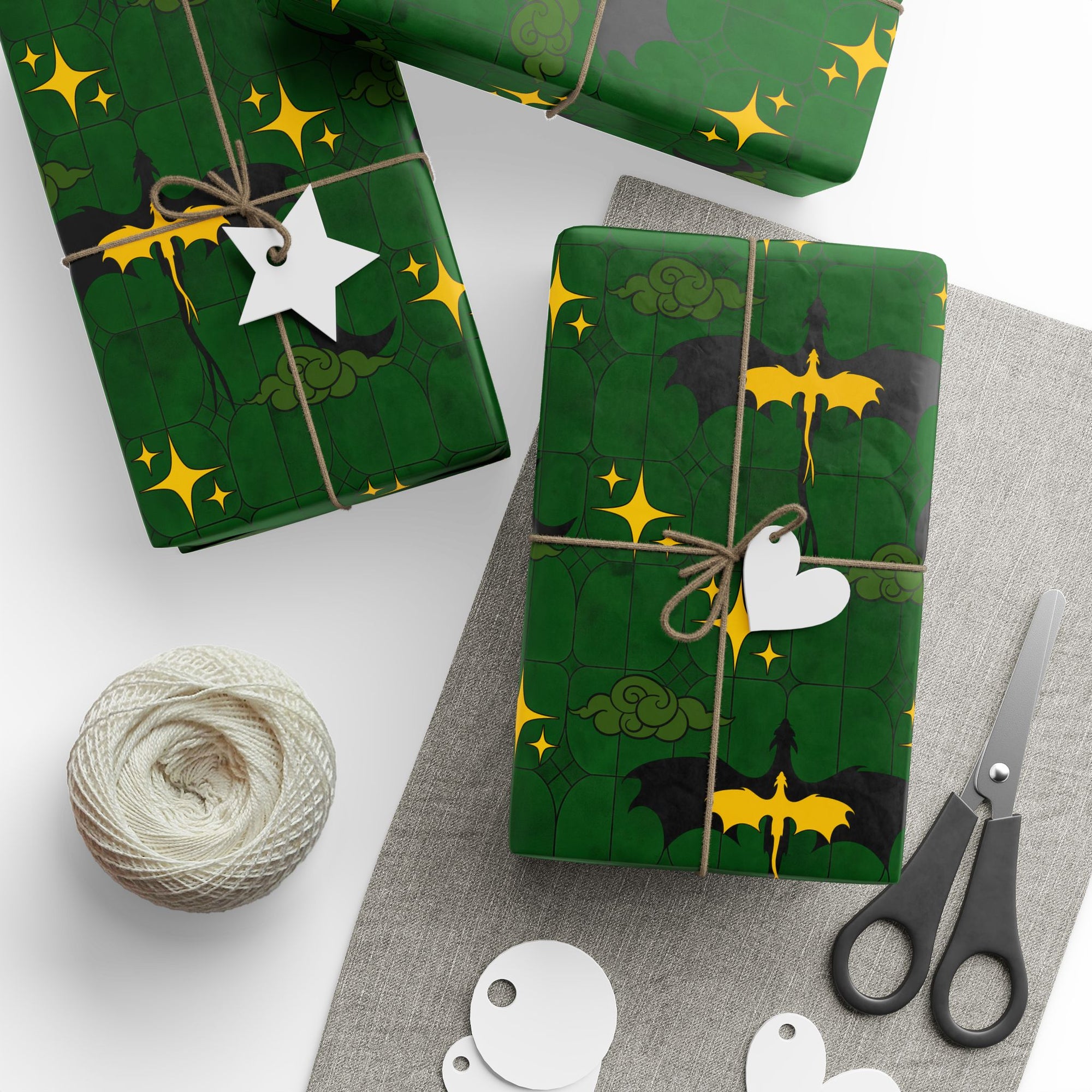 Dragon Green Stained Glass Wrapping Papers