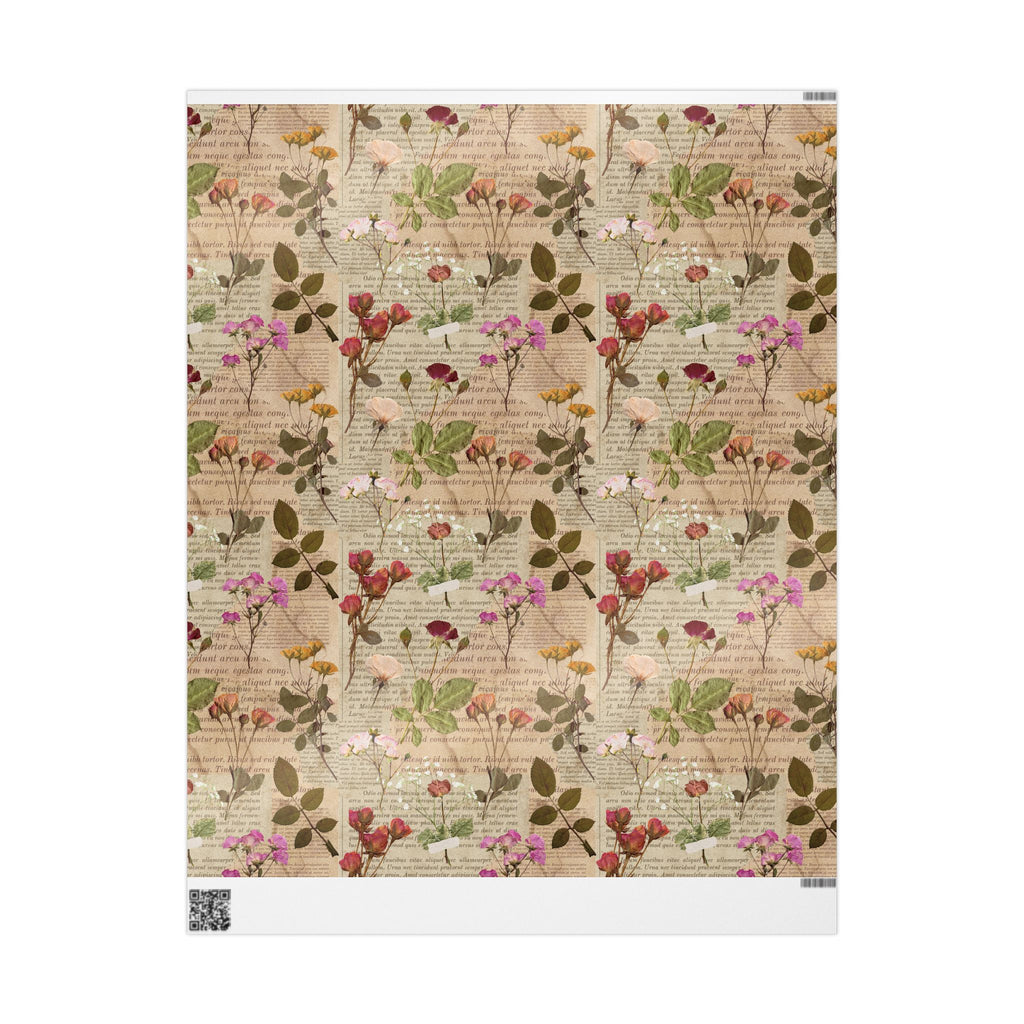 Pressed Flowers and Pages Wrapping Paper