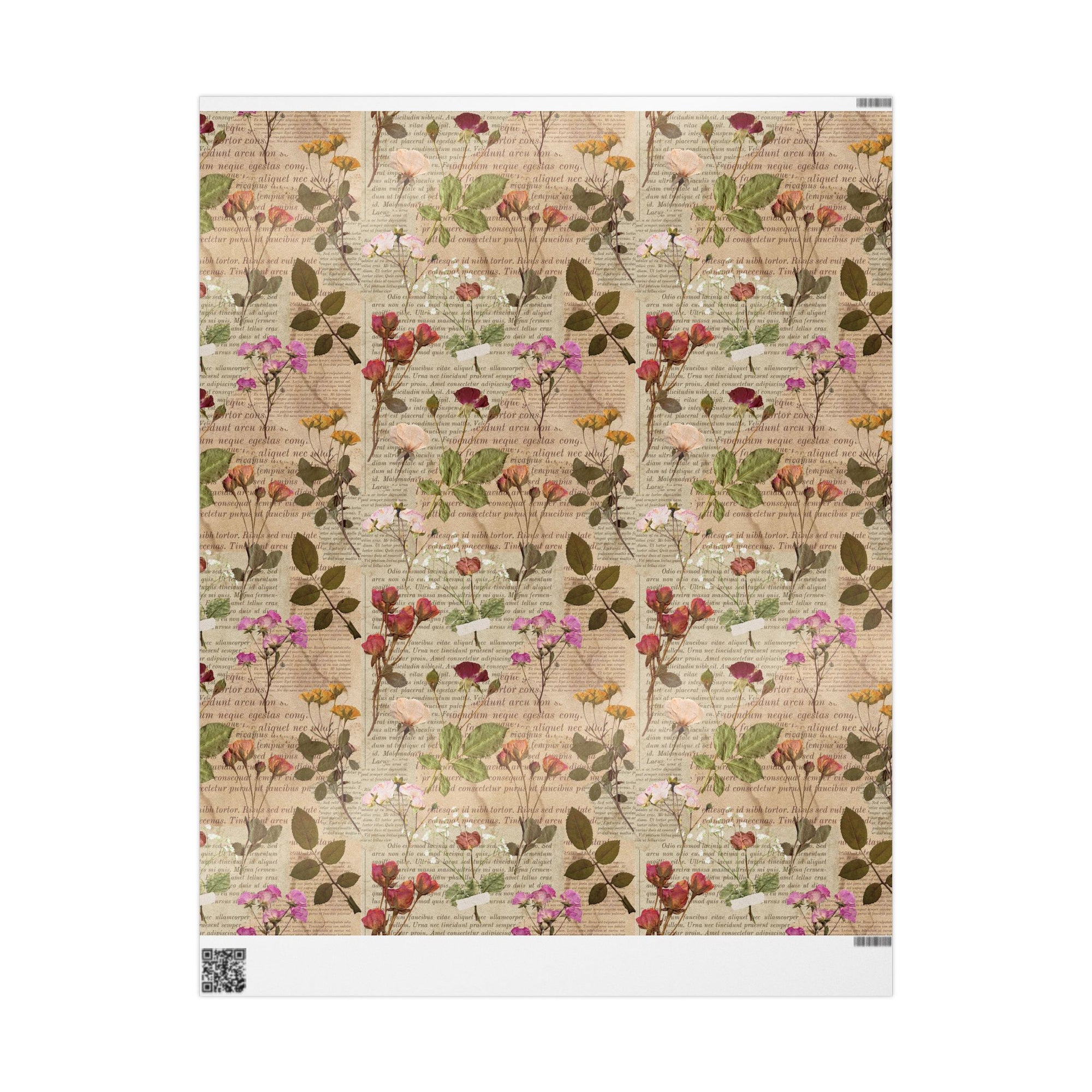 Pressed Flowers and Pages Wrapping Paper