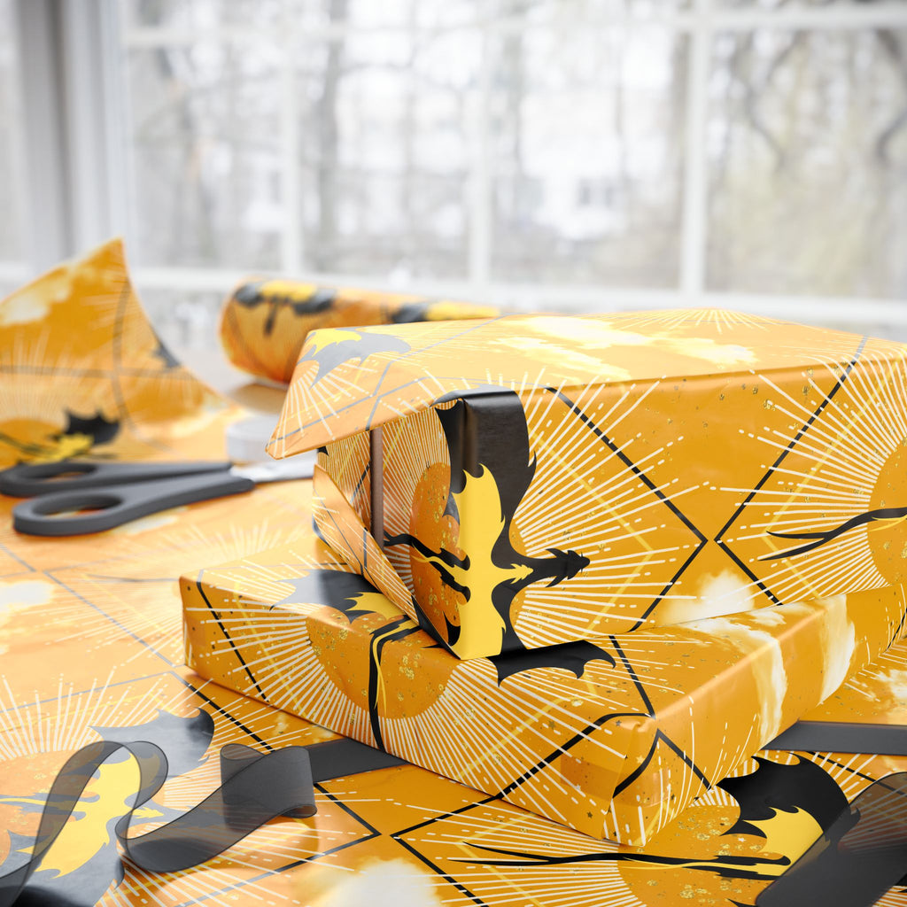 Black and Yellow Dragons in Sunlight Wrapping Papers