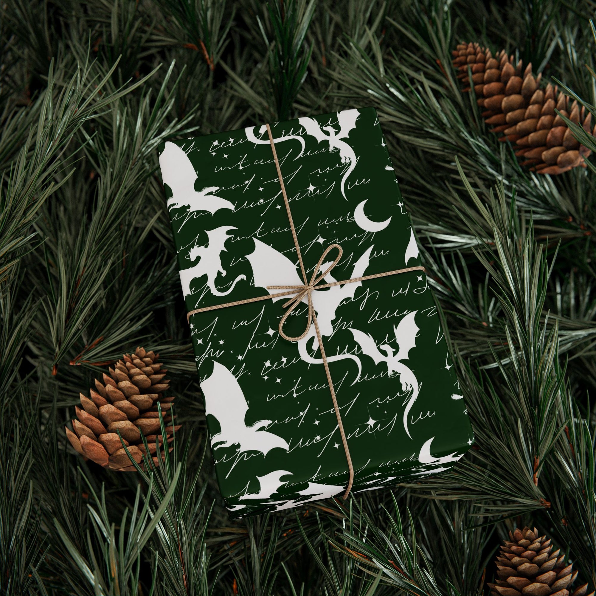 Fictional Dragons Green Wrapping Paper