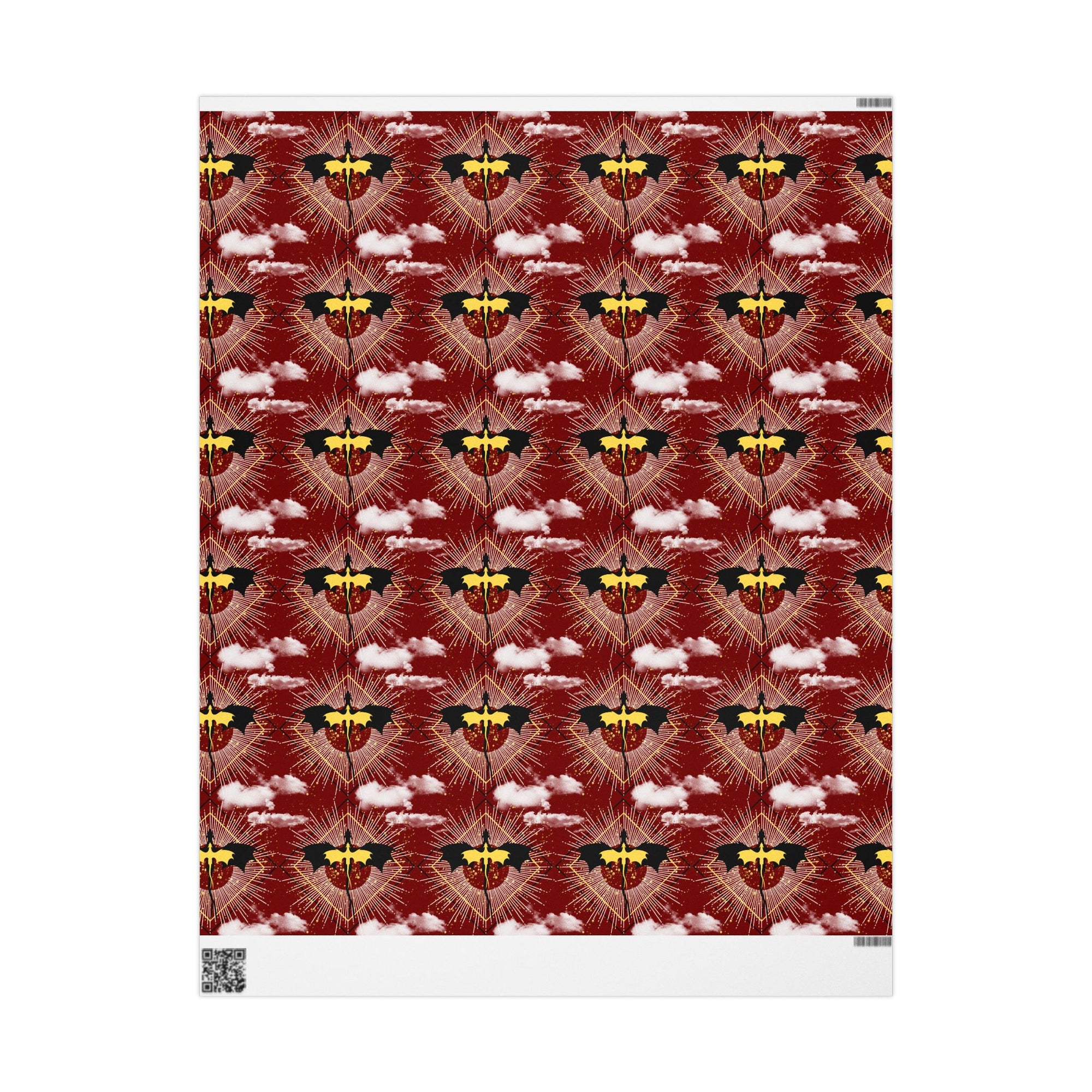 Dragons in Cloudy Red Sky Wrapping Paper