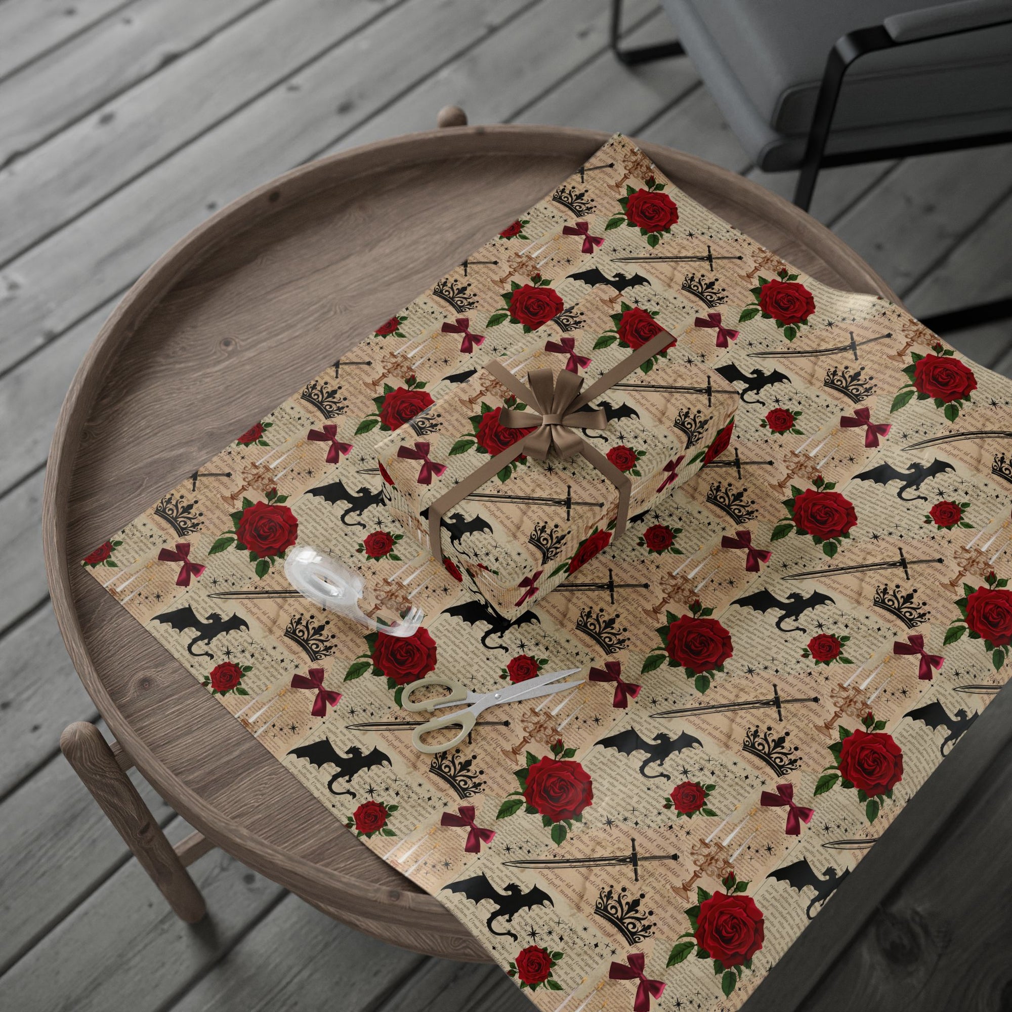 Swords and Roses Wrapping Paper