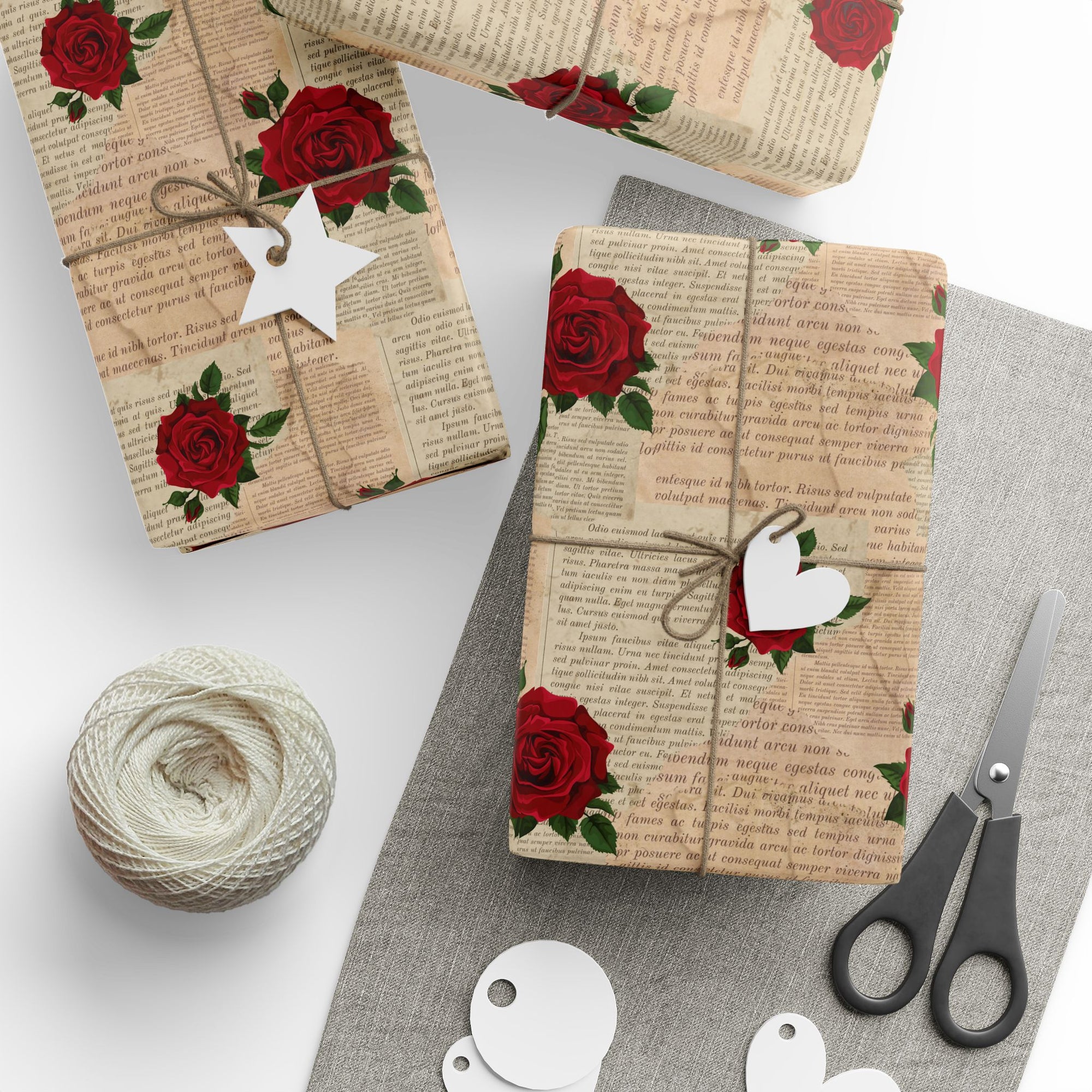 Pages and Roses Wrapping Paper