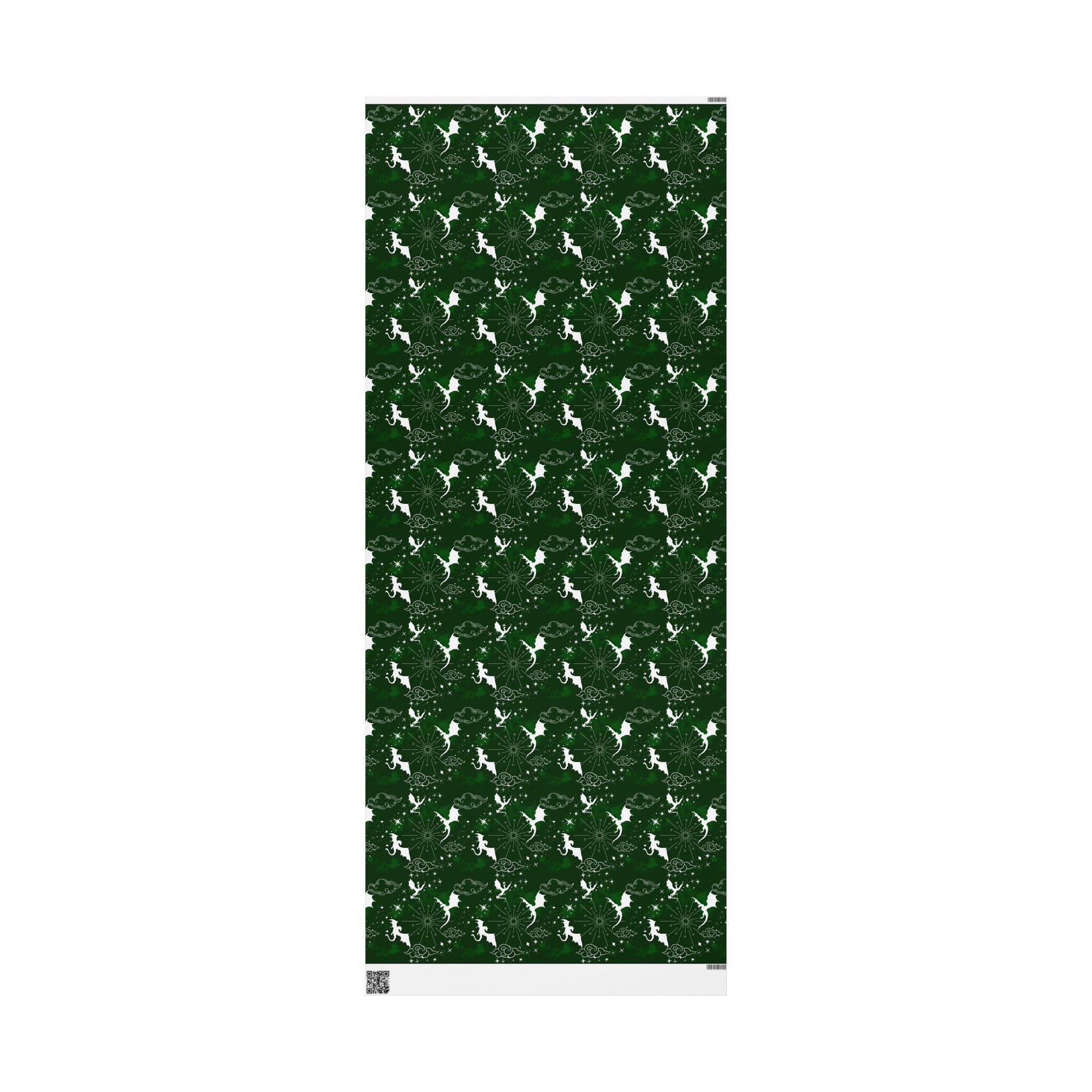 White Dragons on Green Wrapping Papers