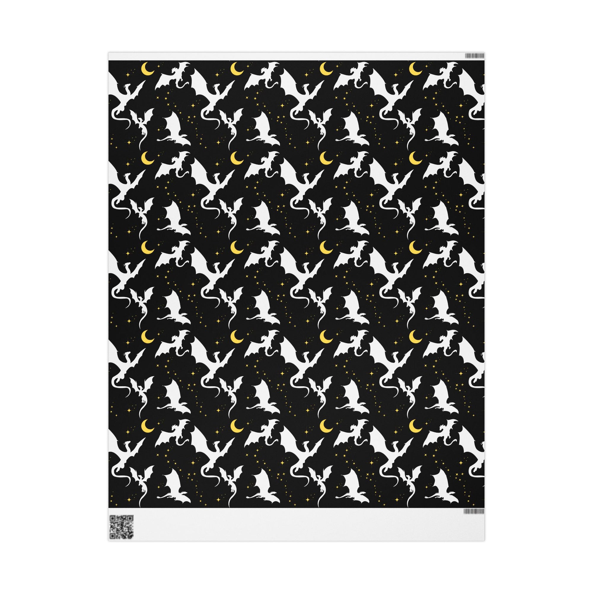White Dragons in Black Night Wrapping Paper