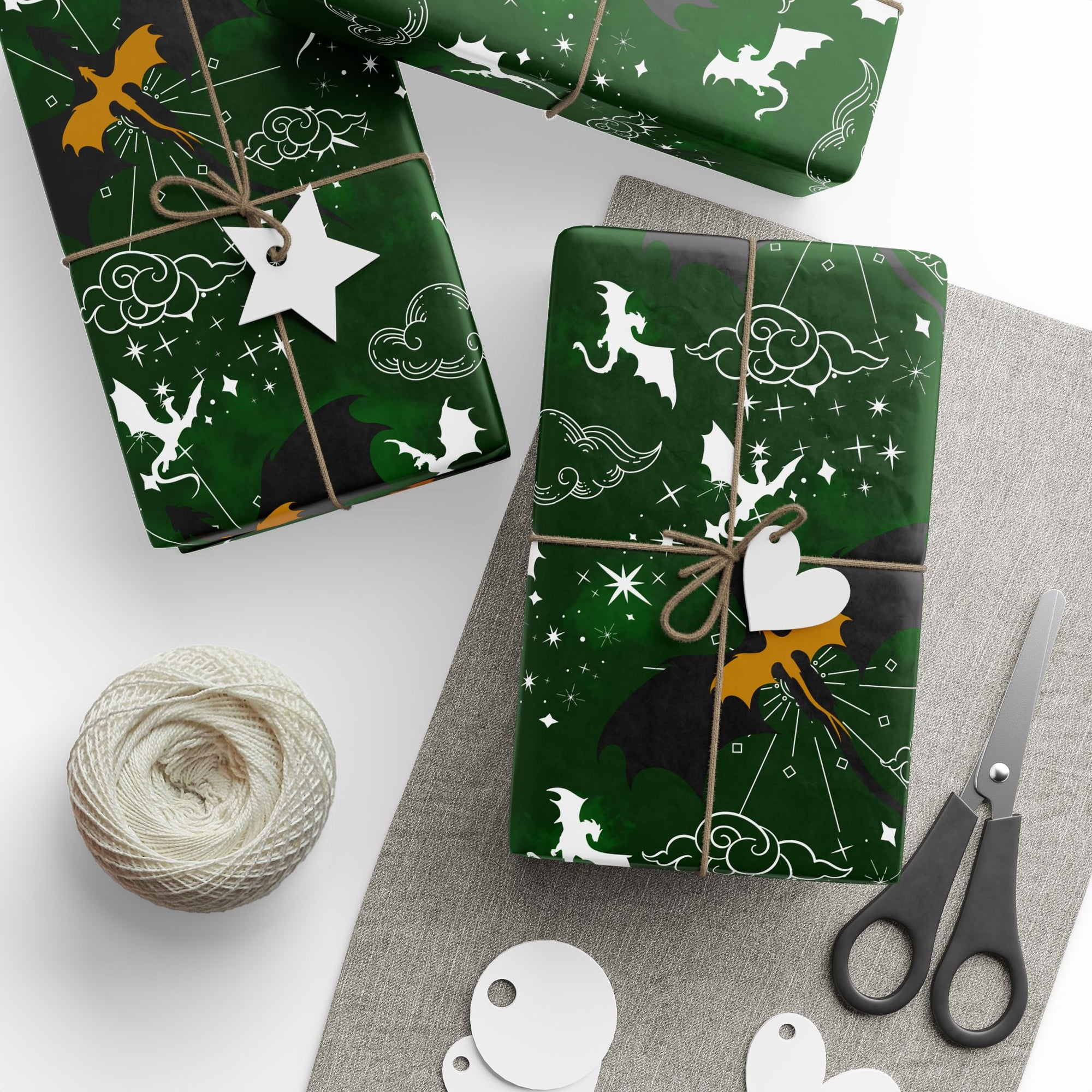 Dragons in Sky Green Wrapping Paper
