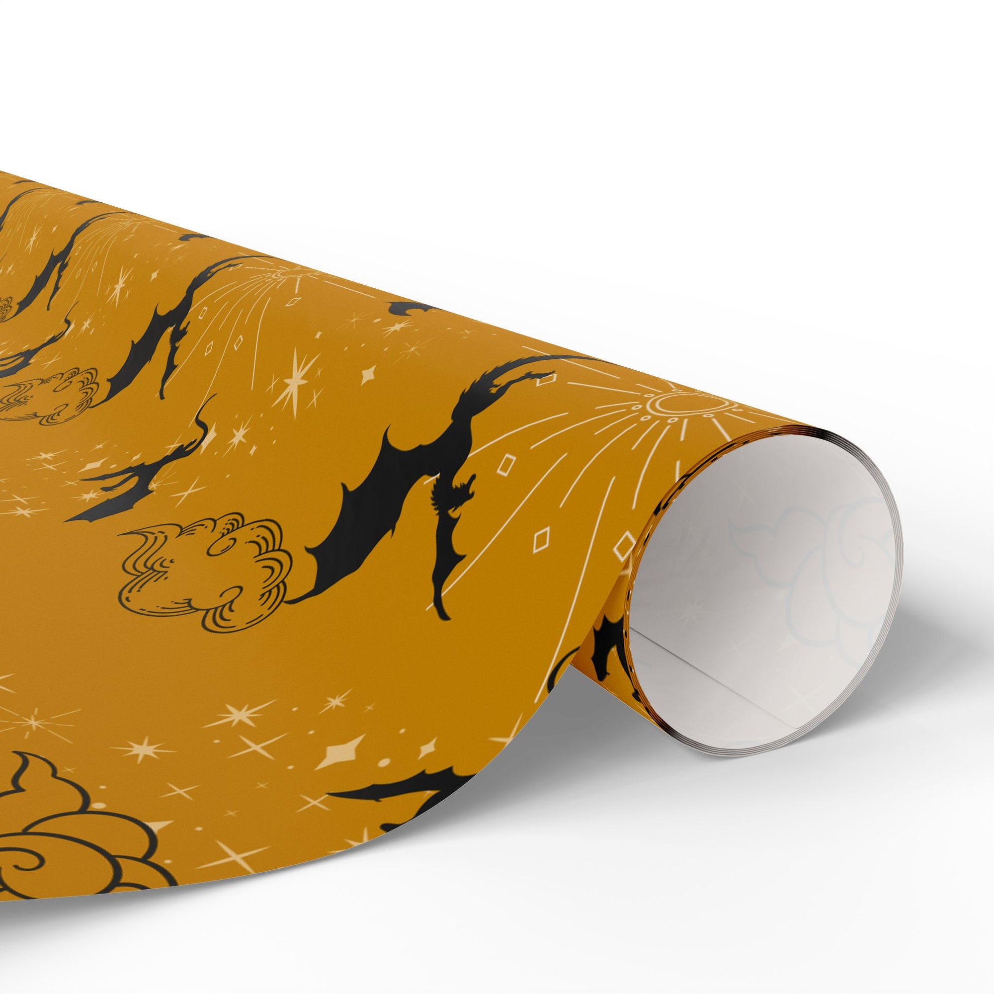 Dragons in Golden Sky Wrapping Papers