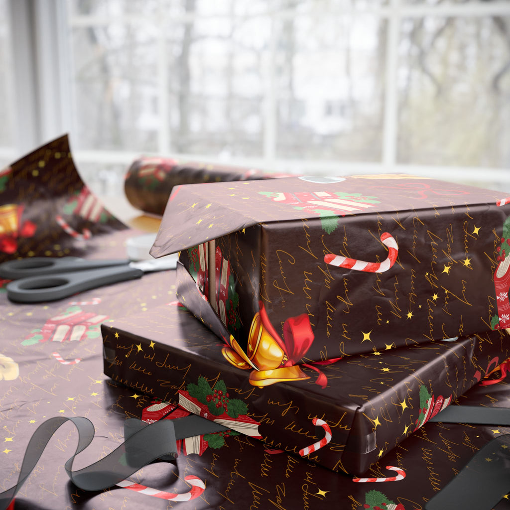 Bells and Books Red Wrapping Paper