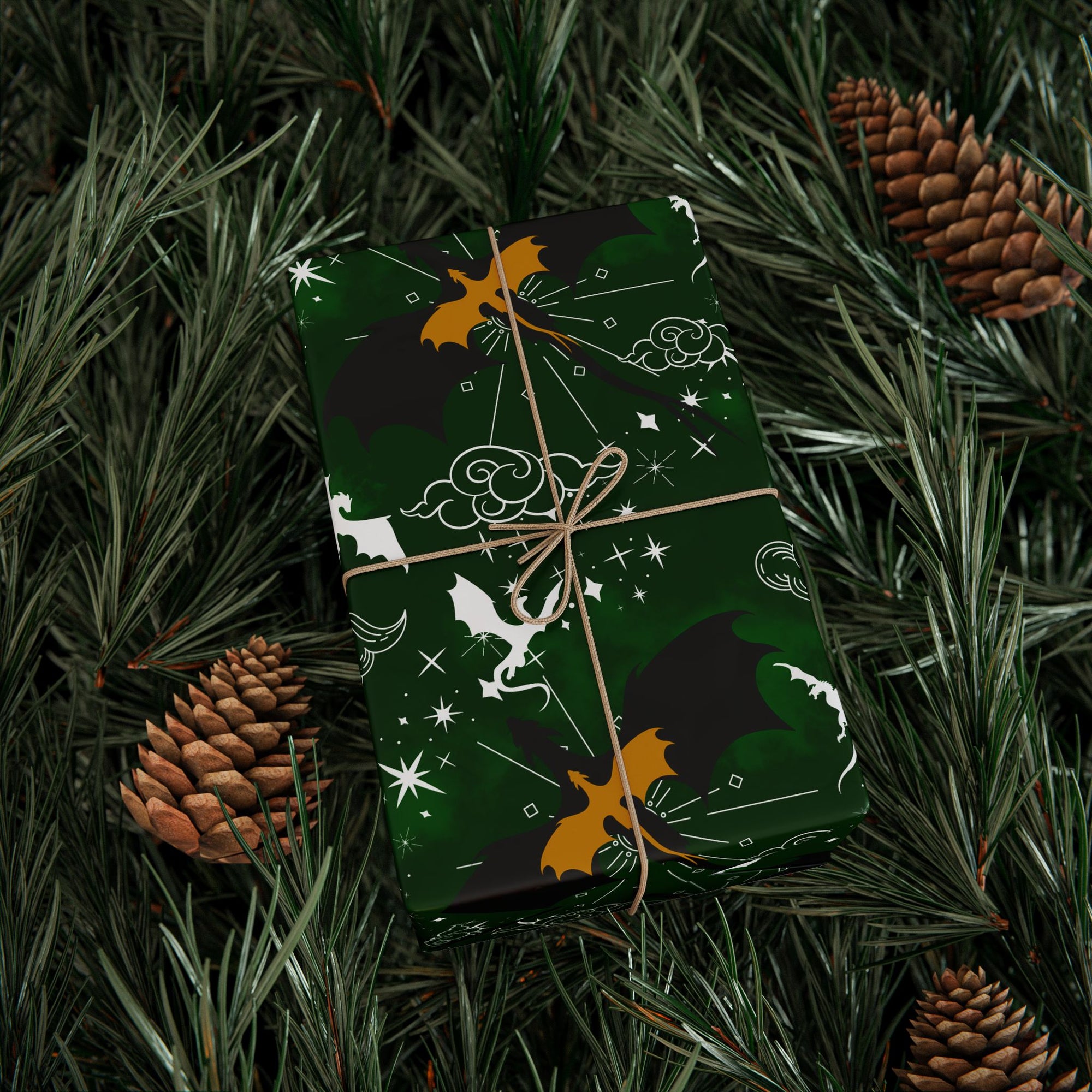Dragons in Sky Green Wrapping Paper