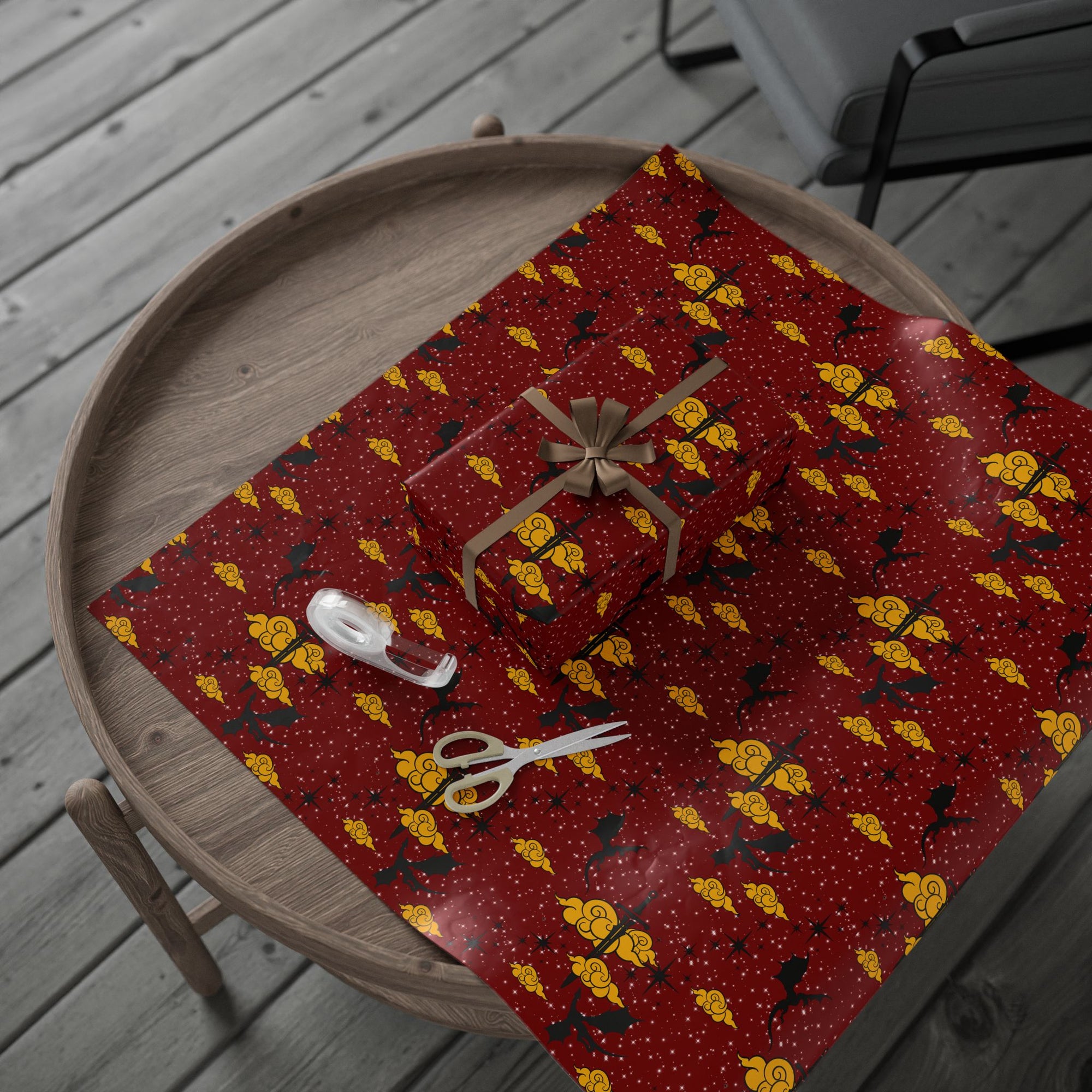 Dragons and Cherry Red Sky Wrapping Paper