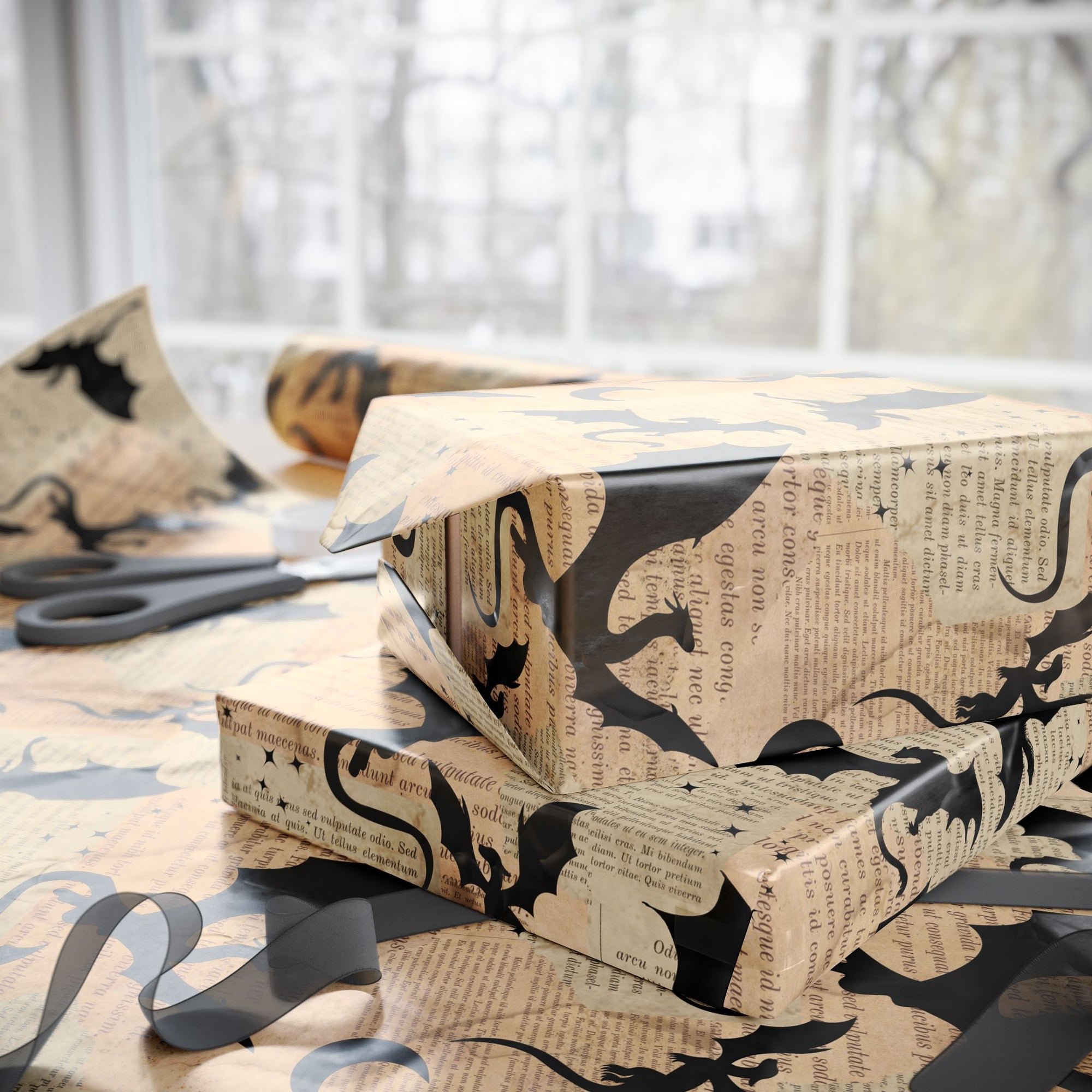 Pages and Dragons Wrapping Paper