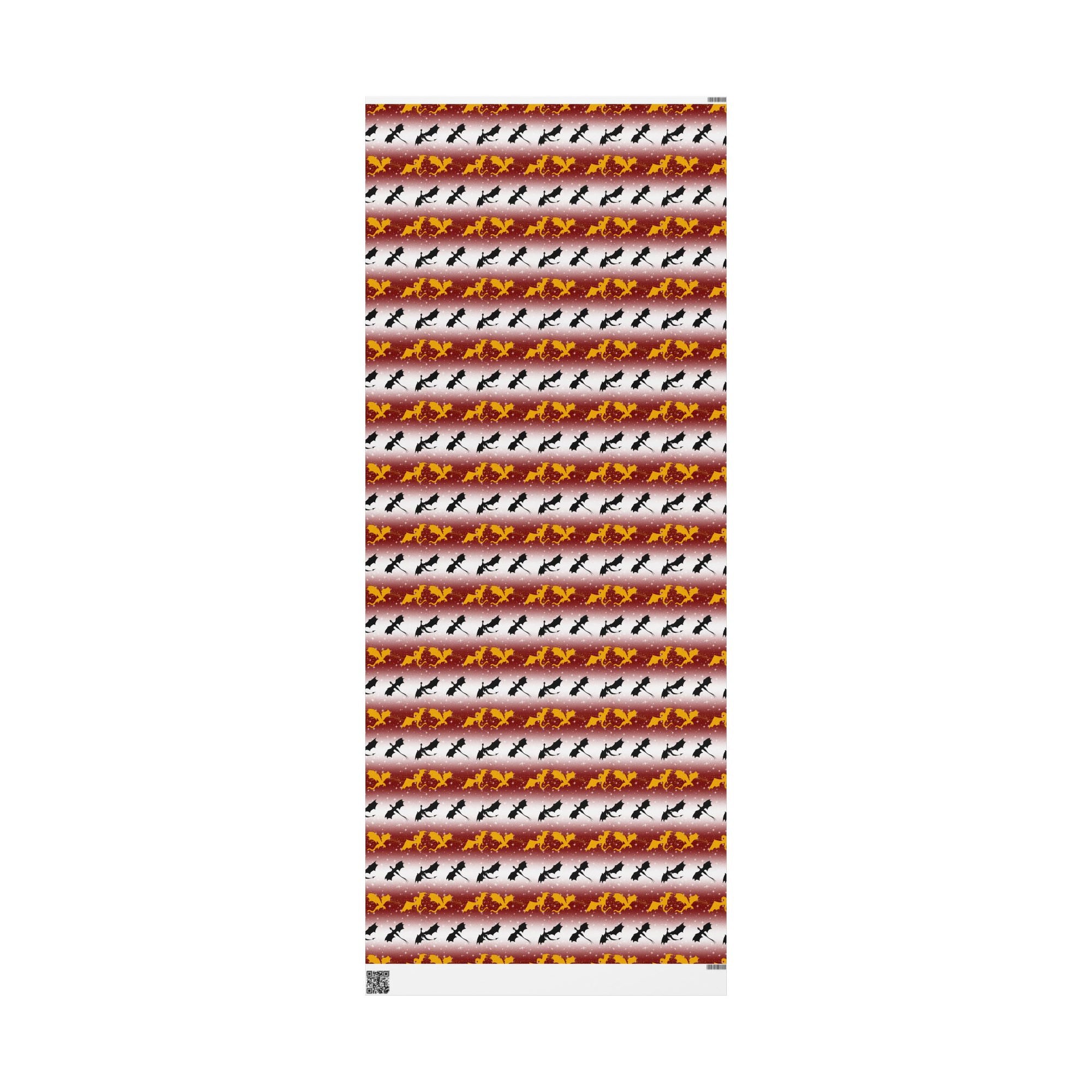 Dragons on Red Starry Striped Wrapping Paper