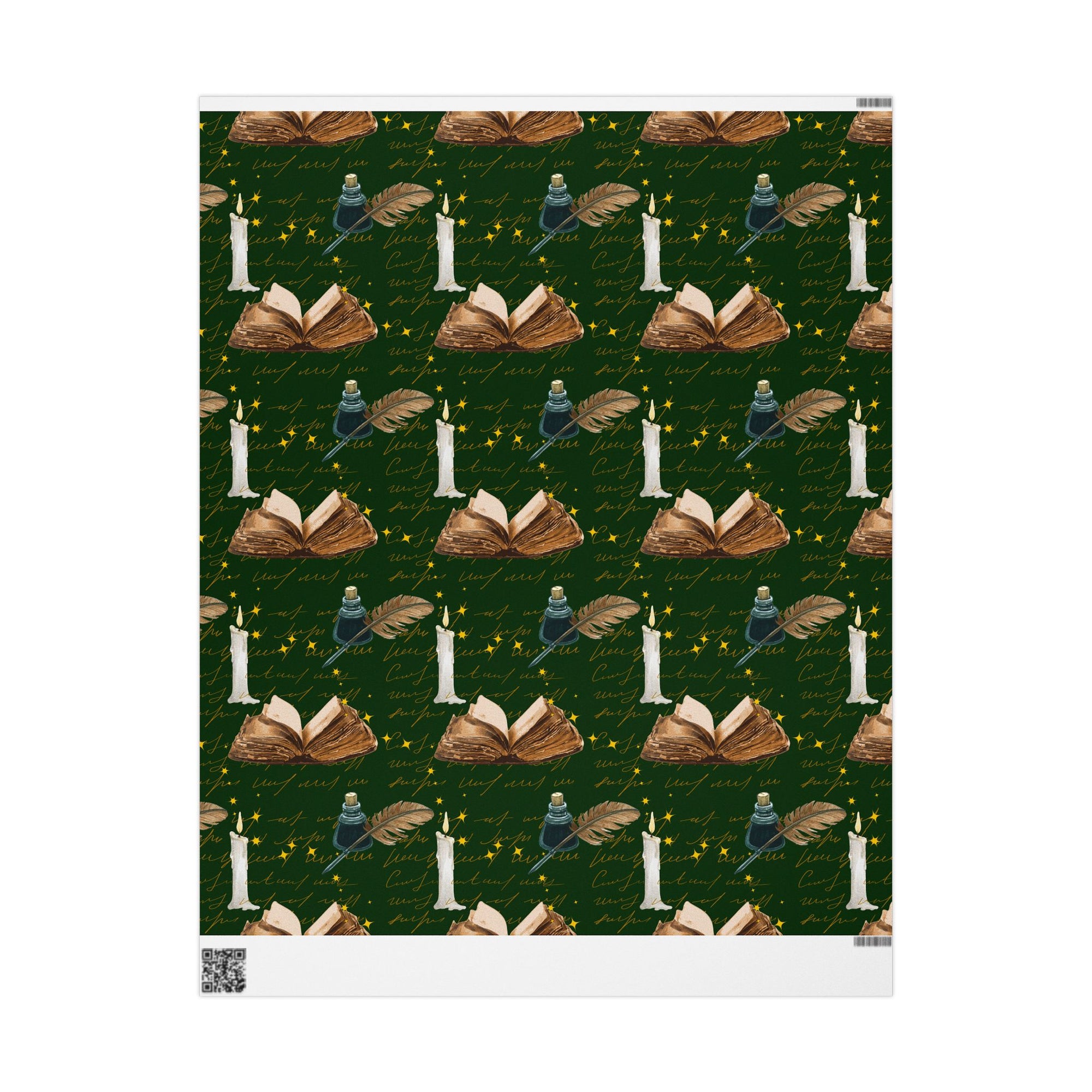 Bookish Candle Green Wrapping Paper