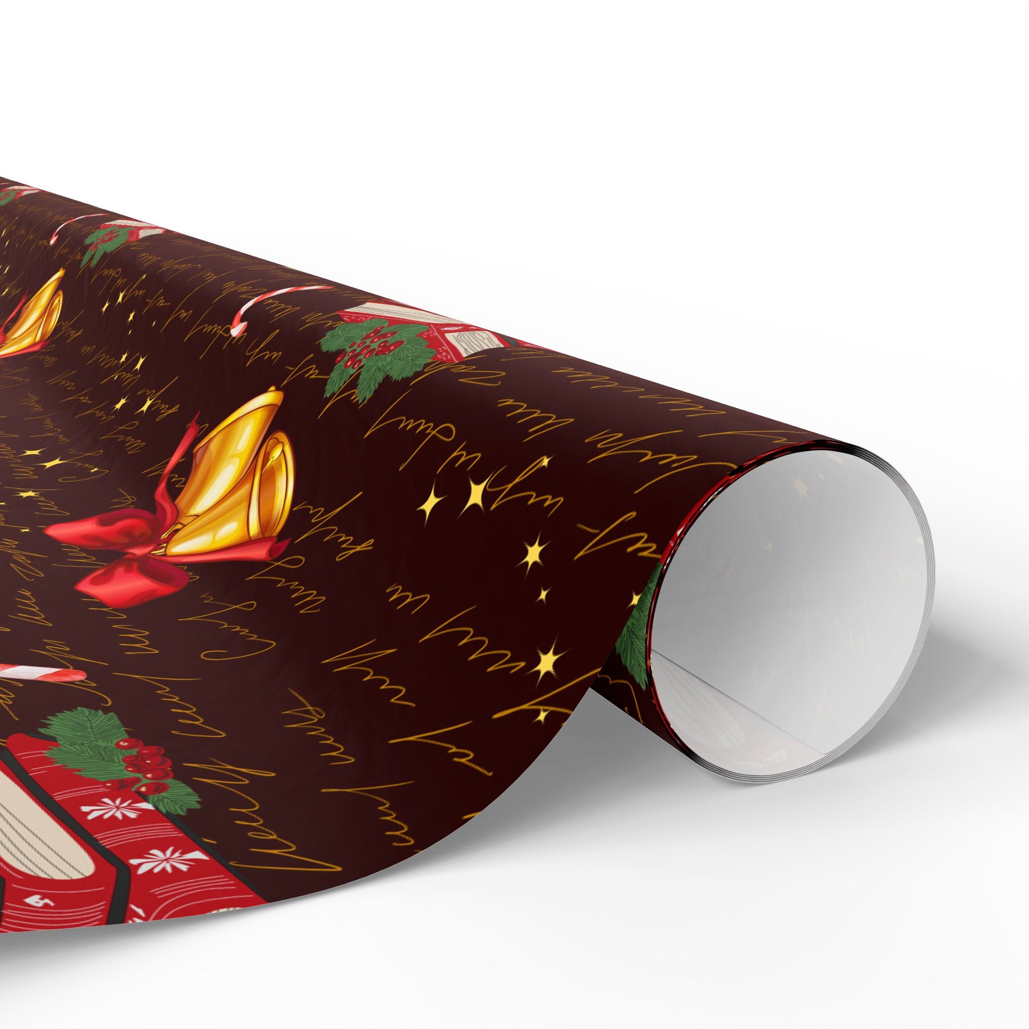Bells and Books Red Wrapping Paper