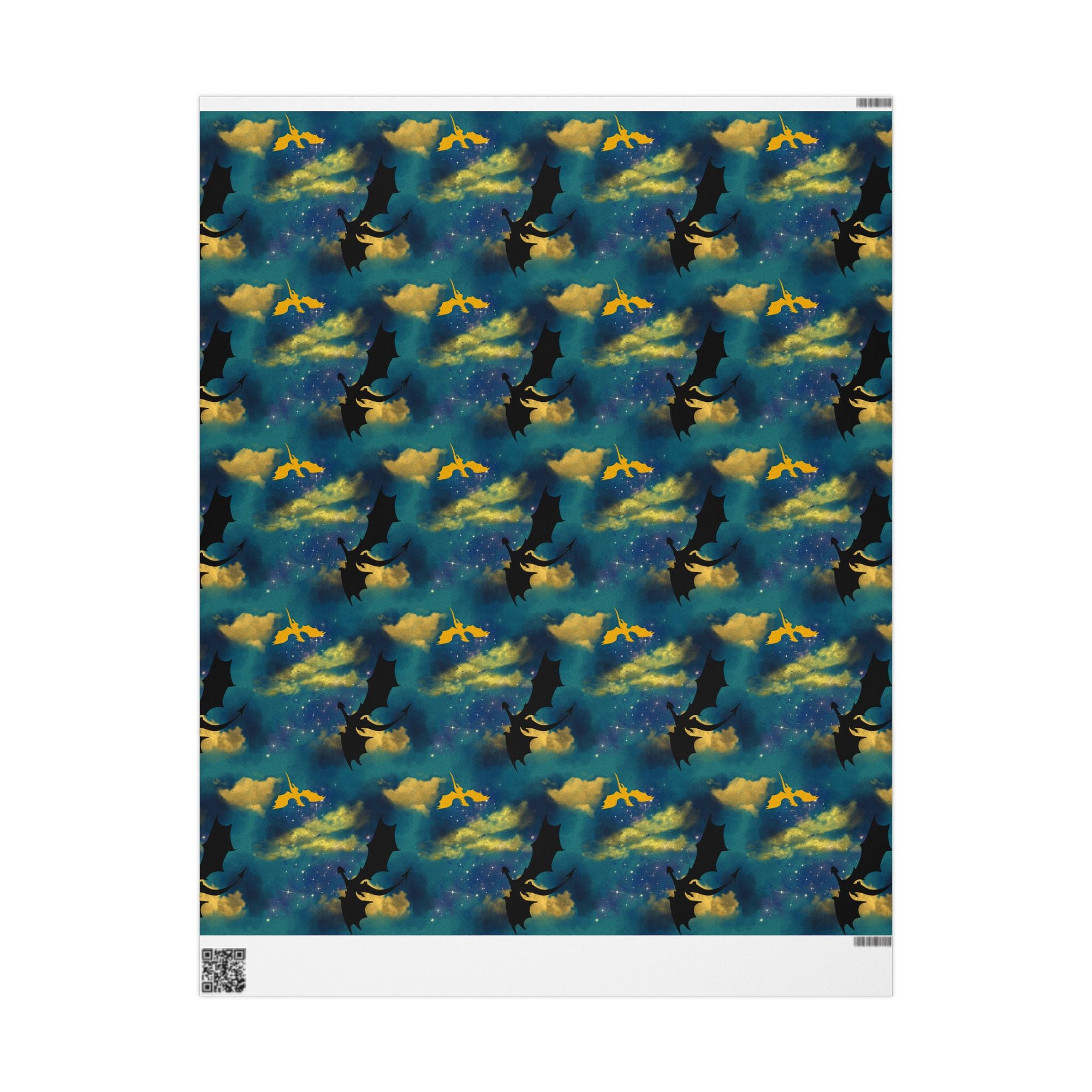 Dragons in Starry Night Sky Wrapping Paper