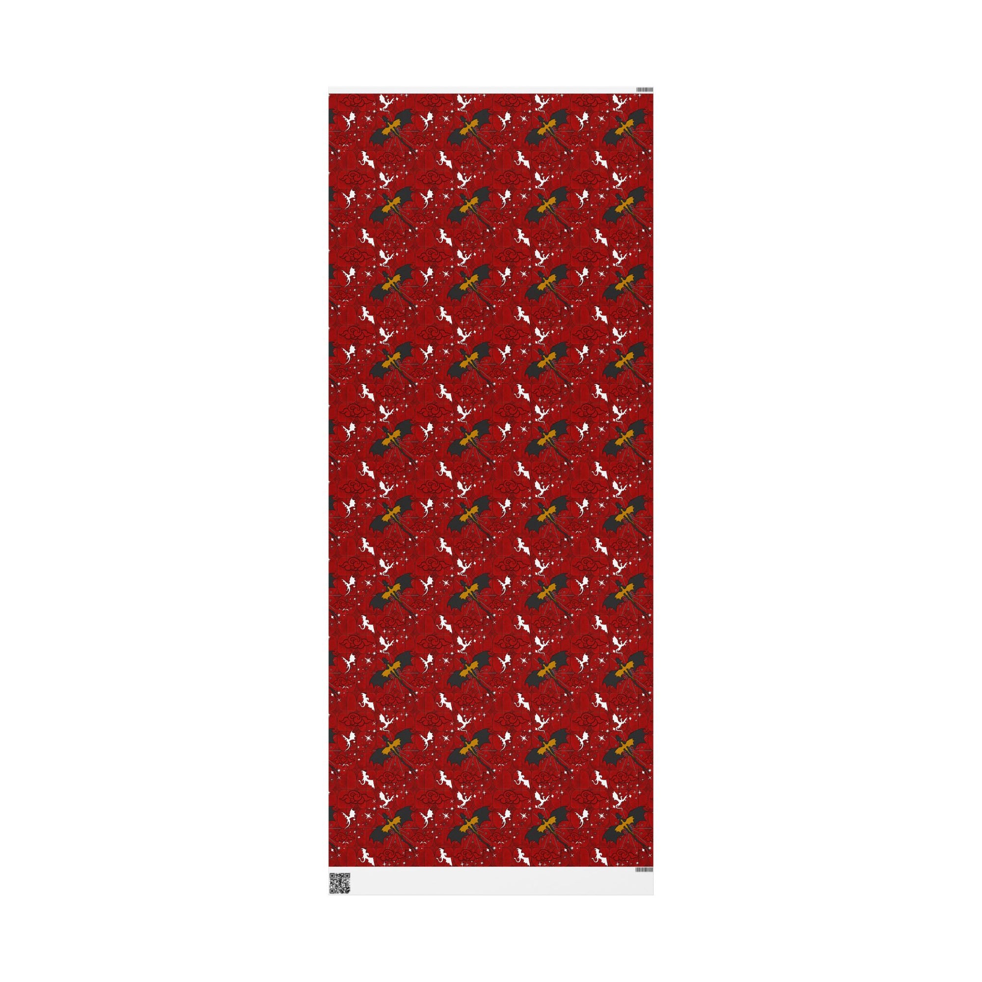 Black and Yellow Dragons on Red Stained Glass Wrapping Papers