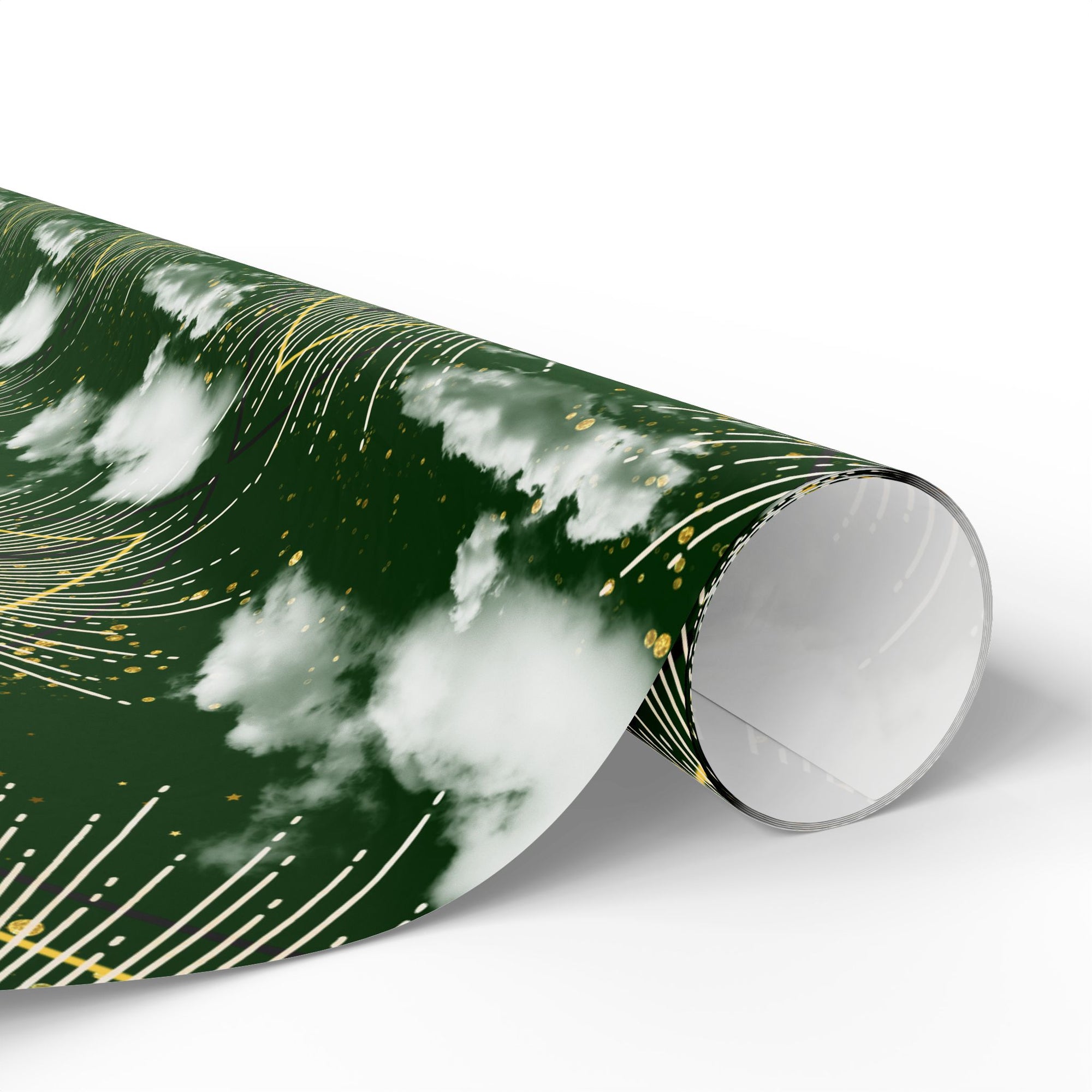 Dragons in Green Cloudy Sky Wrapping Paper