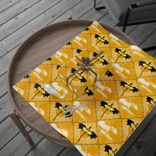 Black and Yellow Dragons in Sunlight Wrapping Papers