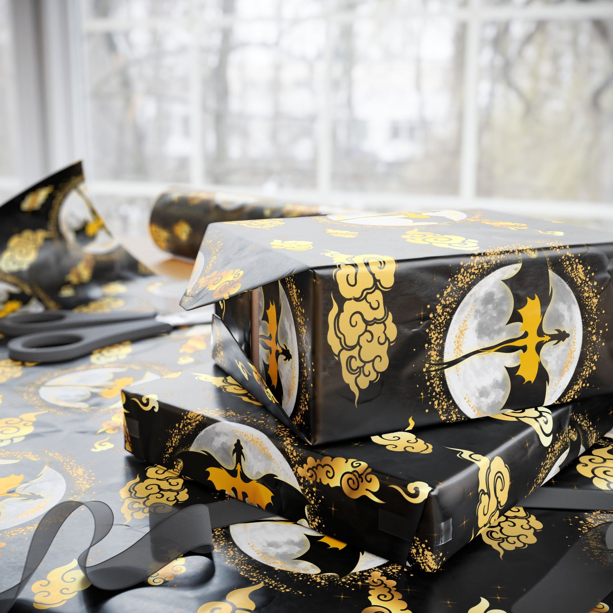 Dragons in Moonlight Wrapping Papers
