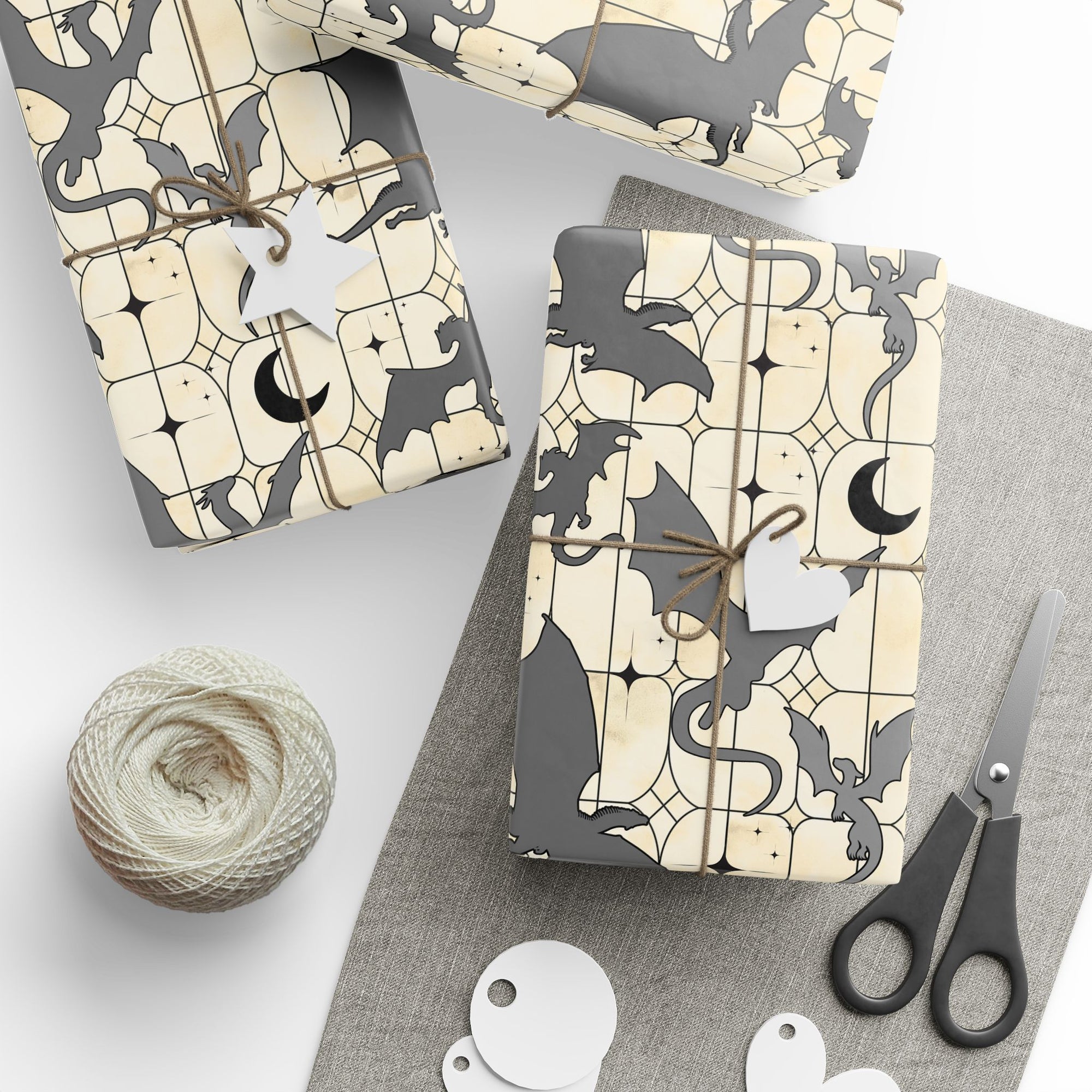 Light Stained Glass Dragons Wrapping Papers