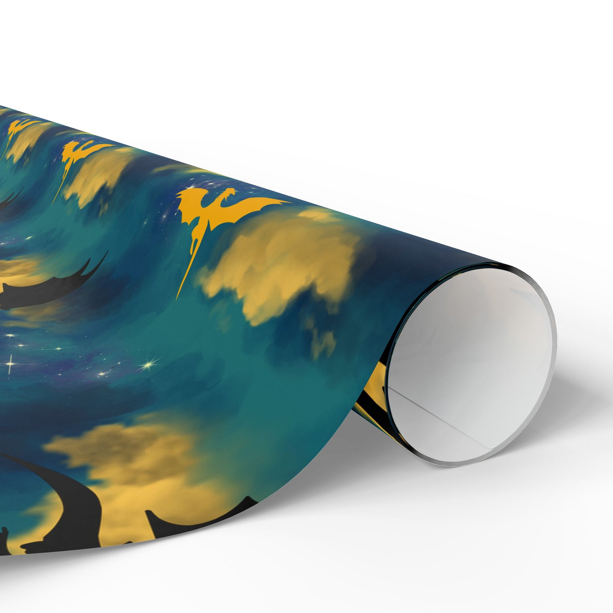 Dragons in Starry Night Sky Wrapping Paper