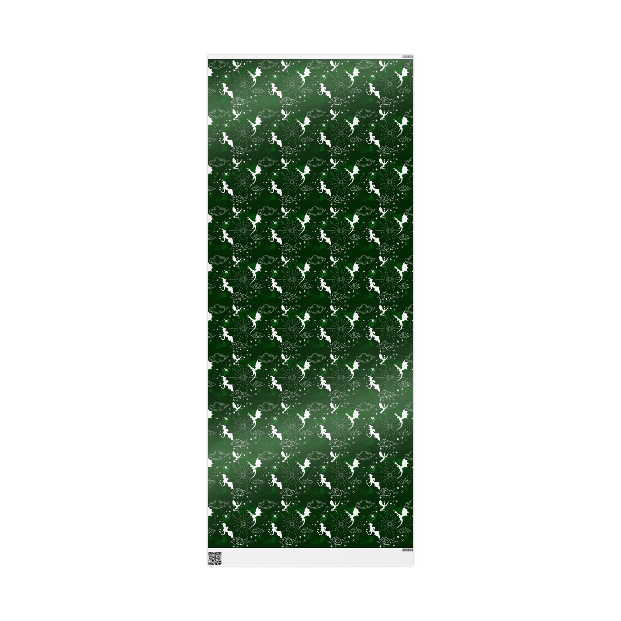 White Dragons on Green Wrapping Papers