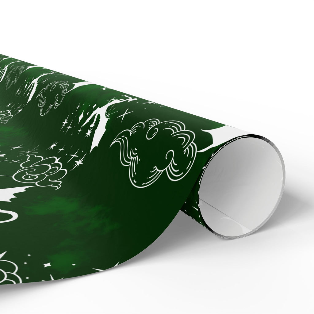 White Dragons on Green Wrapping Papers