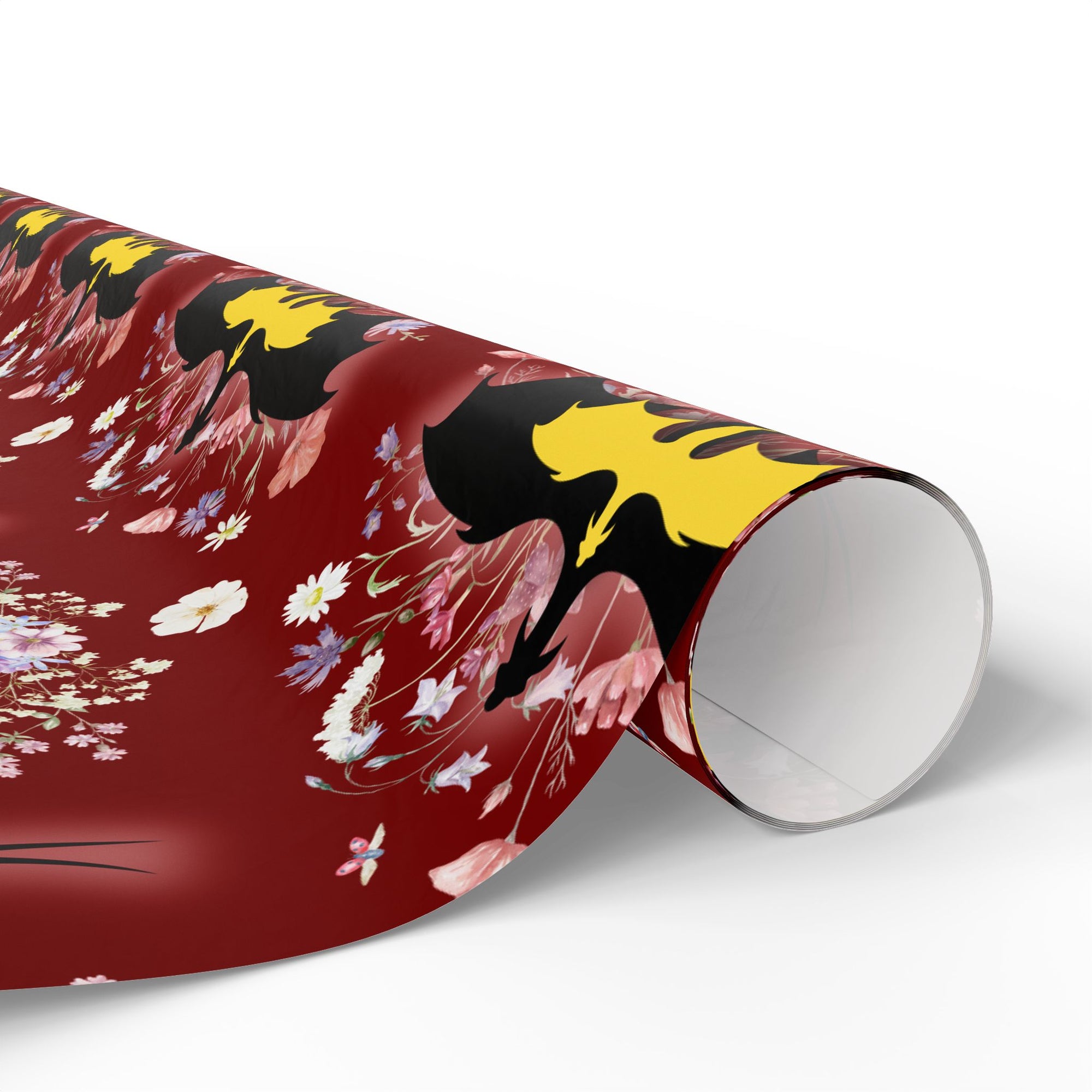 Floral Dragon in Red Sky Wrapping Paper