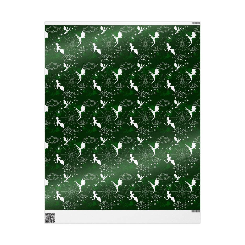 White Dragons on Green Wrapping Papers