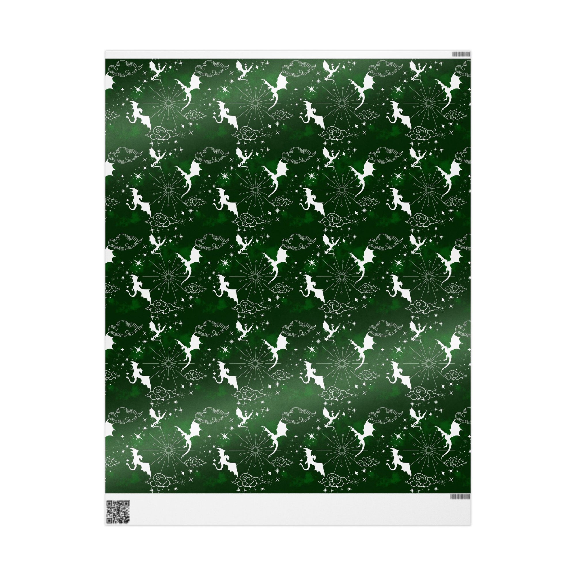White Dragons on Green Wrapping Papers