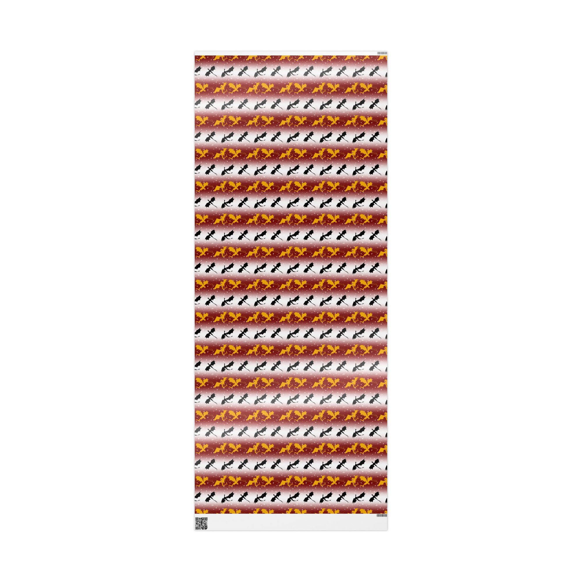 Dragons on Red Starry Striped Wrapping Paper